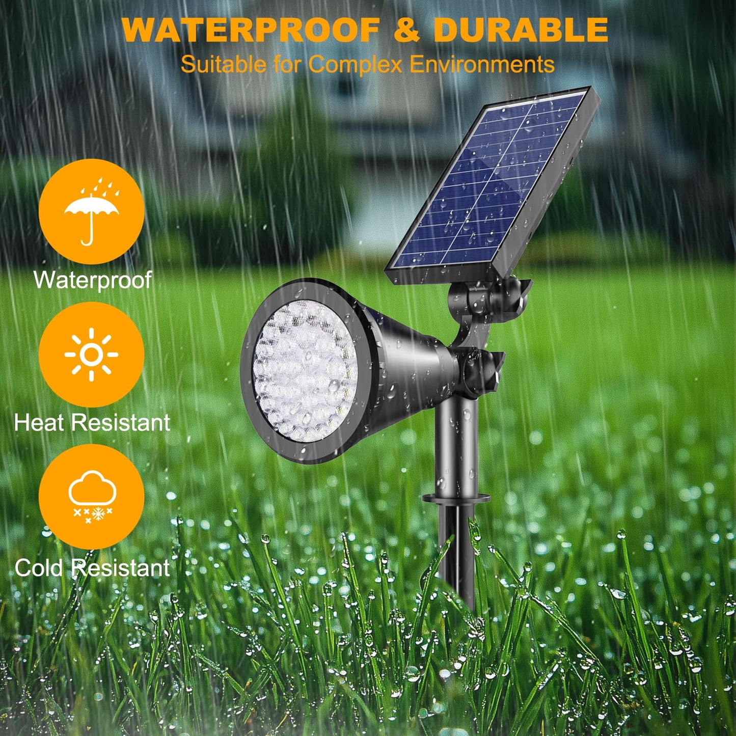 APOMAO Solar Lights Outdoor Waterproof, 36 LEDs 1000LM Adjustable Solar Spot Lights Outdoor, 2-in-1 Solar Powered Spotlight Landscape Lighting for Garden, Yard, Pathway- 2 Pack (Cool White)