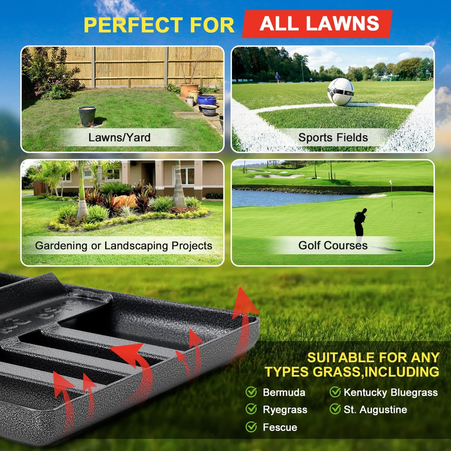 Lawn Leveling Rake - Heavy Duty 17"x10" Stainless Steel Leveler Plate,Reinforced Welds,28-60" Adjustable, Anti Flipping Smooth Edge,for Soil, Dirt,Ground,Backyard Top Dressing,Landscaping