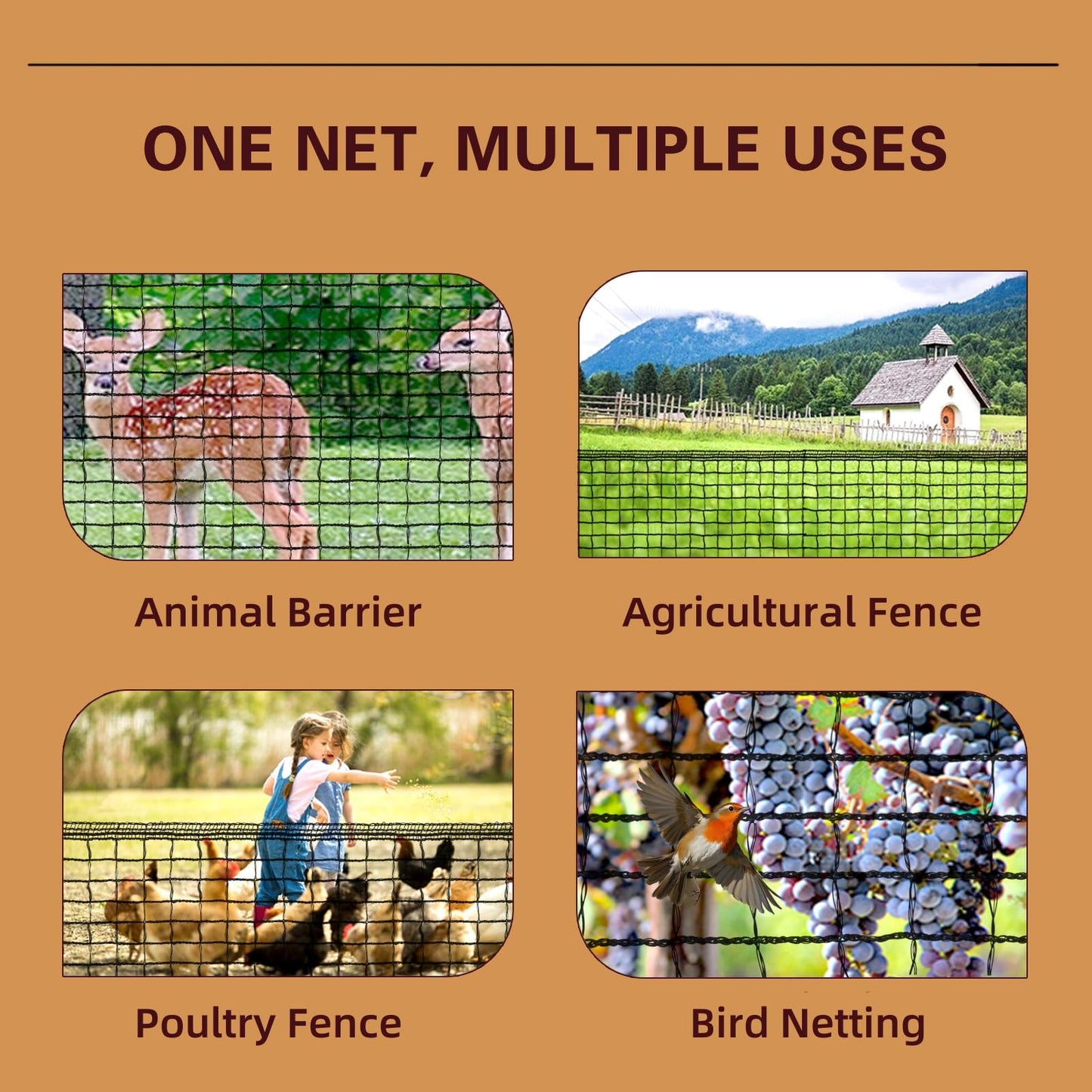 ORIVOGAS Plastic Mesh Fence Deer Fencing 4x75ft,Reinforced Edges,55gsm Heavy Duty Temporary Fence,Ideal for Garden Netting,Animal Barrier,Safety Netting, Fruit Plant Protection, Black
