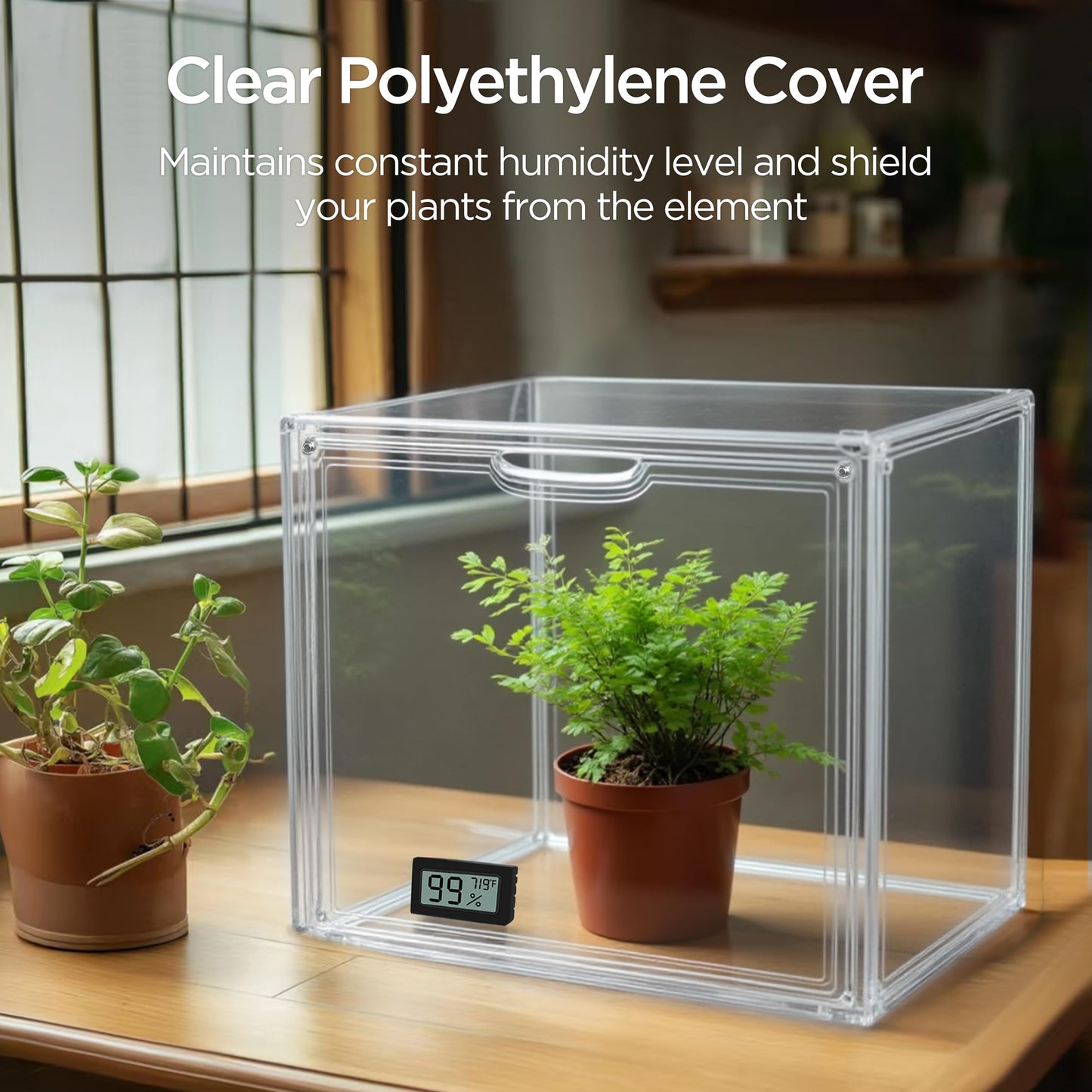 HBlife Mini Greenhouse for Indoor, Clear Stackable Green House with Magnetic Waterproof Door for Small Plants Nursery Germination, Tabletop Portable Greenhouse, 14.1x8.6x10.6 Inch (1 Pack)