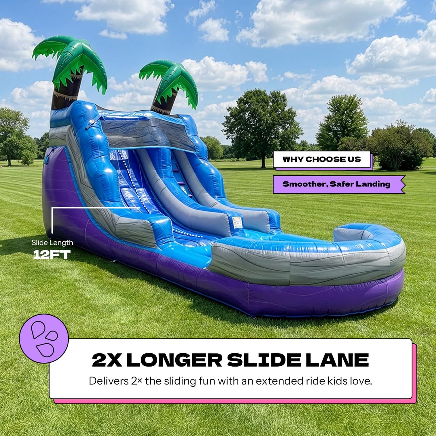 POP JUMP 13ft Tall Topical Inflatable Water Slide with Pool- 22ft Long, 100% PVC Vinyl, Commercial Reinforced, Backyard Summer Play, Wet/Dry Fun, Front Entry for Easy Supervision, Includes Blower