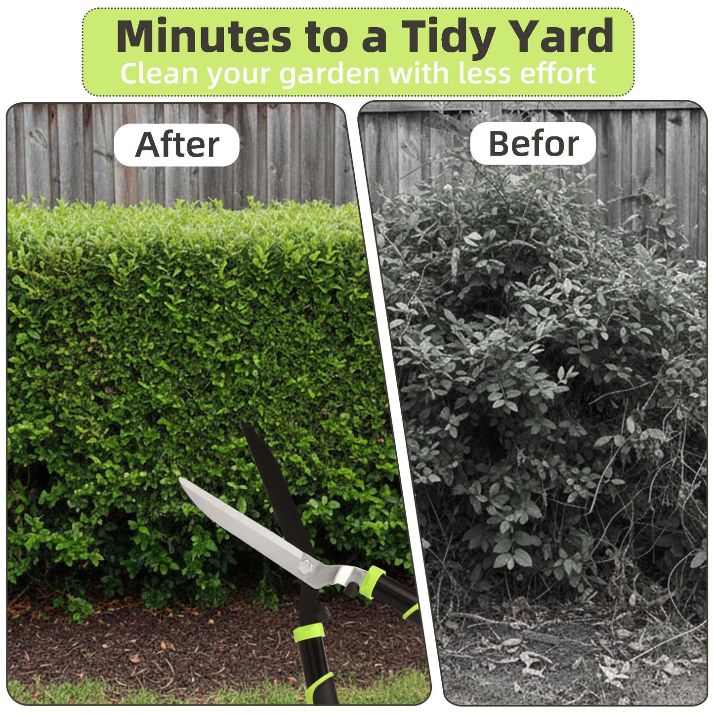 YRTSH Hedge Clippers, Hedge Shears for Trimming Borders, Hedge Trimmer with Low-Friction Sharp Enough Blade, Garden Shears Gardening Tools with Soft Rubber Grip Bush Cutters Effortless Pruning 19 Inch