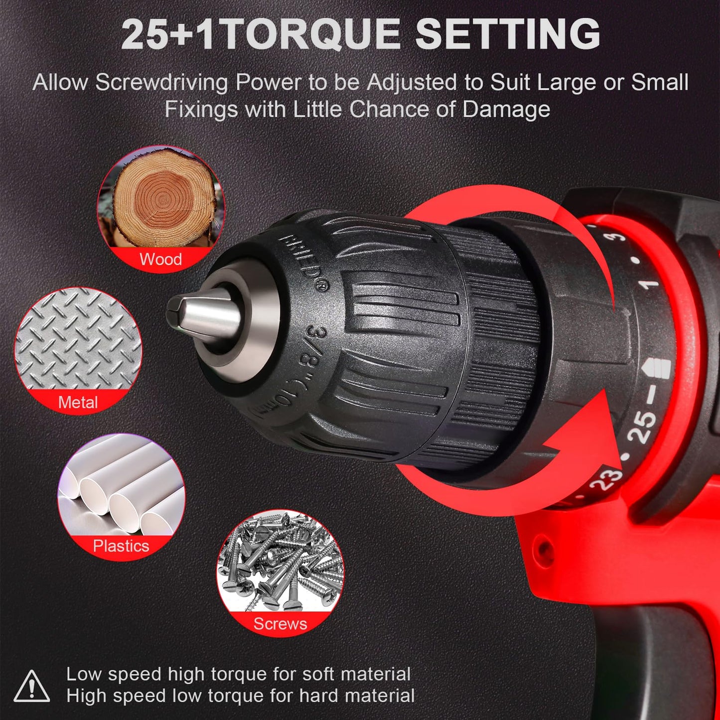 12V Cordless Drill Driver Set, 43pcs Home Tool Kit with 2-Speed & 25+1 Torque, LED Light, Fast Charger, Battery Included for DIY, Wood Metal Plastic, Gift for Men Women