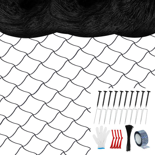 Unves Bird Netting 25' x 50' with 2.4" Square Mesh Bird Net for Chicken Coop, Heavy Duty Nylon Poultry Netting for Garden Protect Fruit Trees, Vegetables and Plants Against Birds, Deer