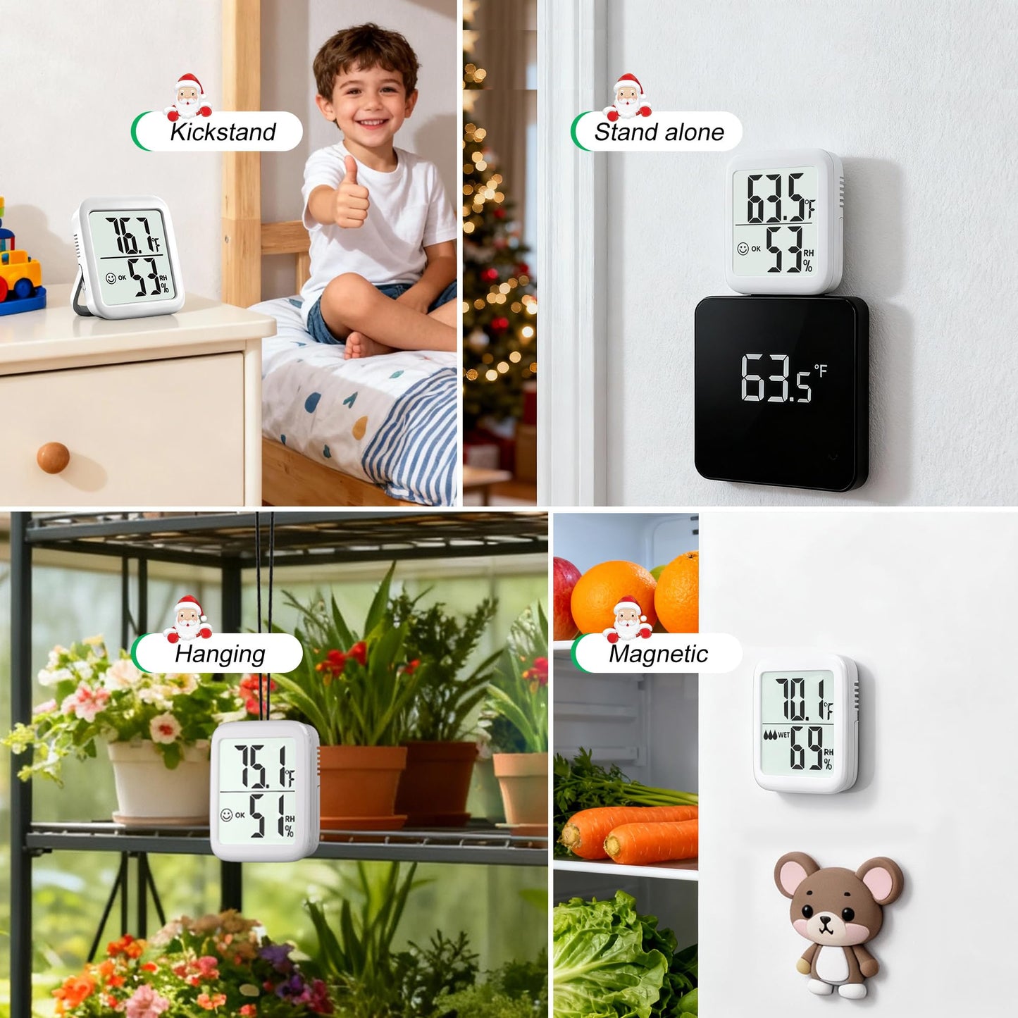 Antonki 2 Pack Room Thermometer for Home, Hygrometer Indoor Humidity Meter Gauge, Digital Temperature and Humidity Monitor Sensor for House, Terrarium, Incubator, Greenhouse - Battery Included