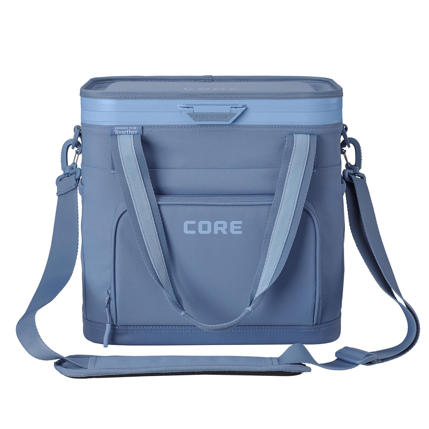 CORE Magnetic No Zip 24 Can Soft Cooler | Insulated Hard Liner Ice Chest Box | Best Portable Soft Cooler for Food & Beverages for Tailgating, Car Camping, and Family Beach Picnics (Steel Blue)
