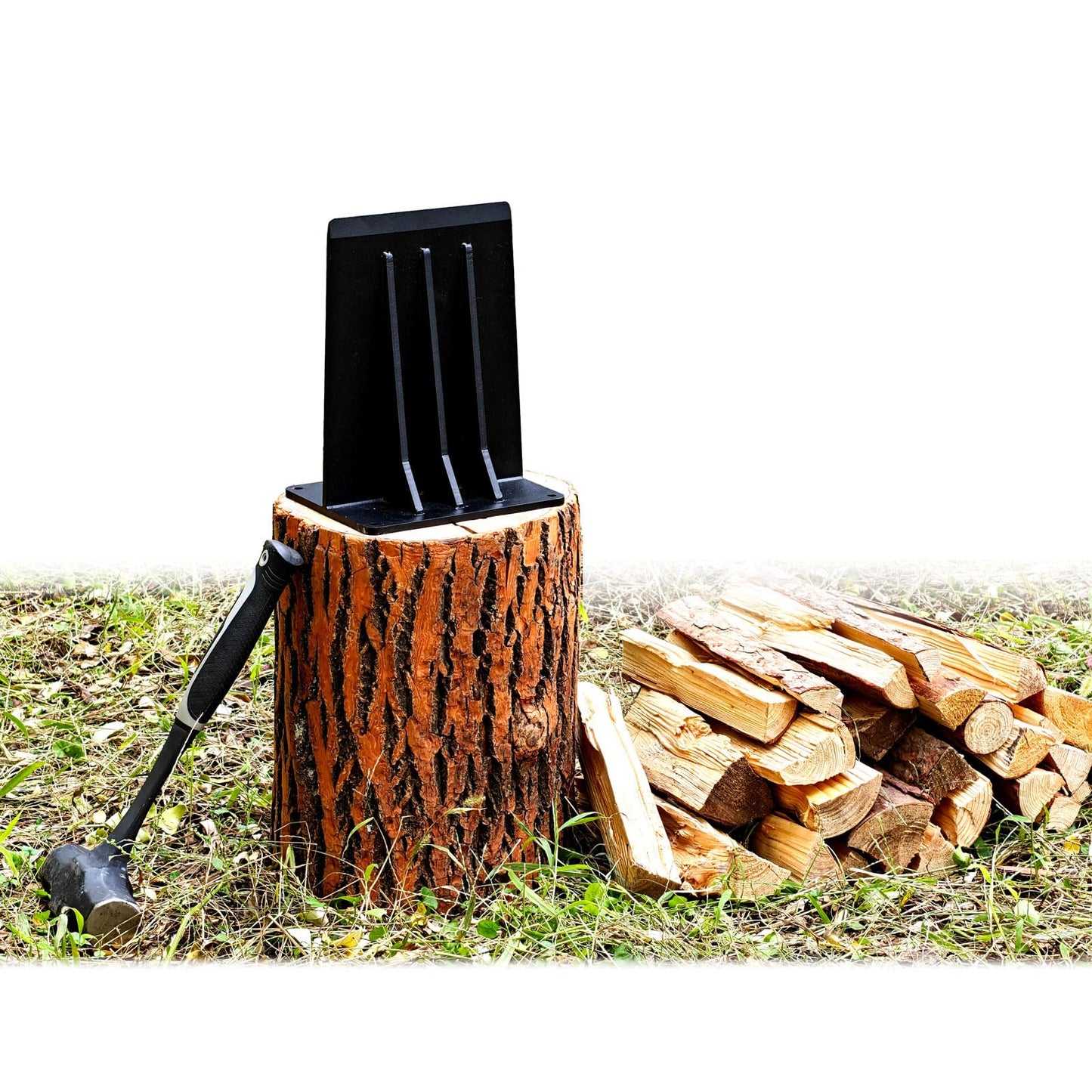 ZAFortLign Kindle Cracker Log Firwood Splitter, 8in 8.8lb Manual Steel Wood Splitting Wedge for Wood Stove Fireplace and Fire Pits, Black (Black)