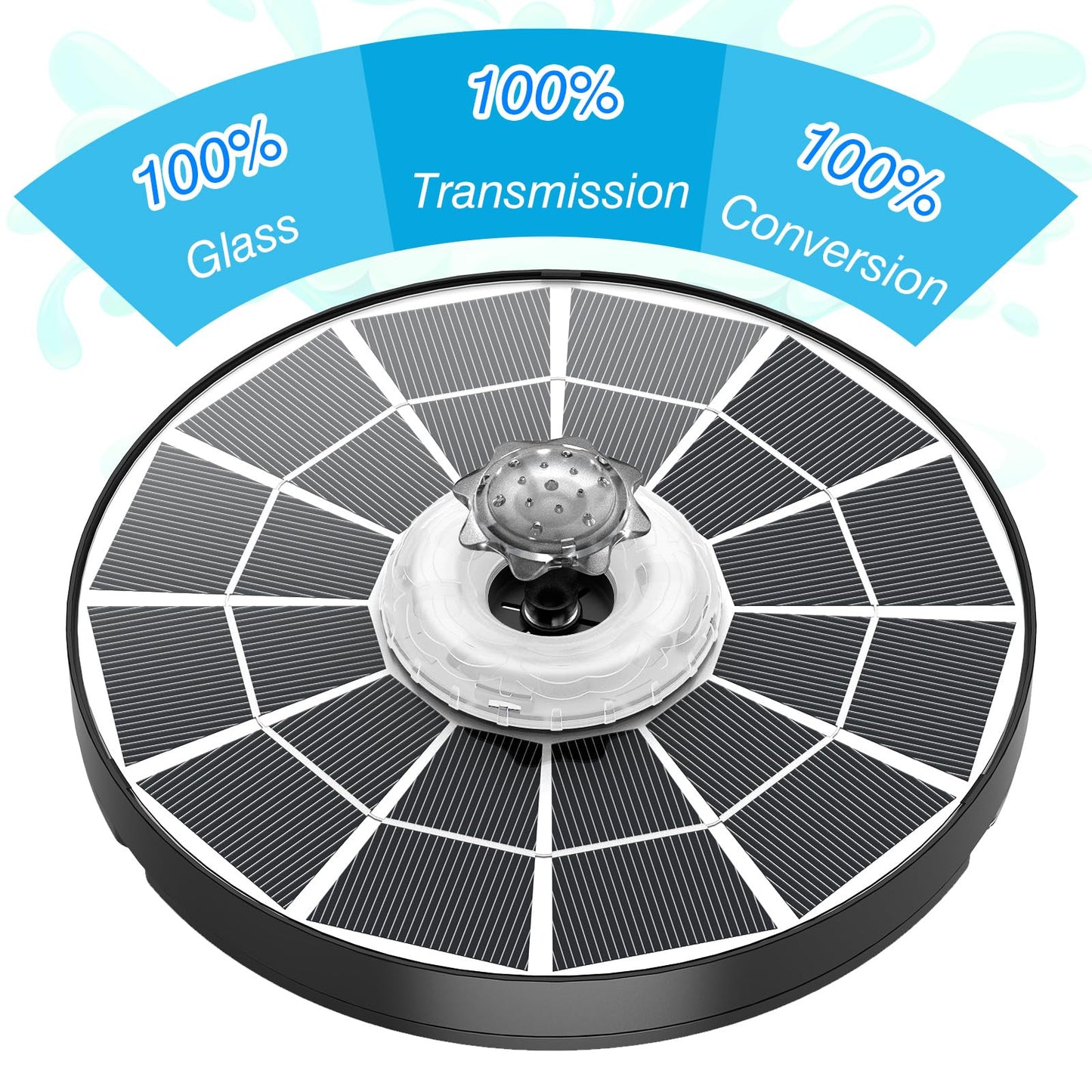 AISITIN 4W Solar Fountain with Lights, Chargeable Solar Bird Bath Fountains Built-in 2200mAh Battery, 2026 Upgrade Glass Panel Solar Water Pump for Bird Bath, Garden, Pond, Pool, Fish Tank, Aquarium