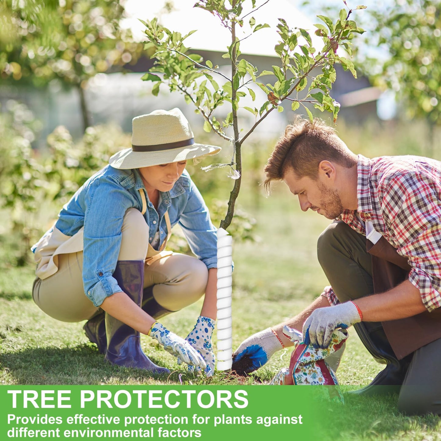Tolare 20 PCS Tree Trunk Protector Guard Spiral Wrap Tubes, Plastic Bark Shields for Young Saplings - Effective Tree Protectors from Animals Deer Rabbits Rodents (White)
