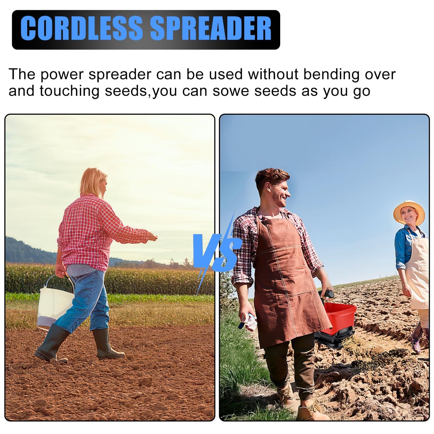 Philophca Salt Spreader Compatible with Milwaukee 18V Lithium Battery, Seed Spreader Handheld Fertilizer Spreader Power Spreader Available Year-Round, Grass Seeds, Rock Salt (Battery not Included)