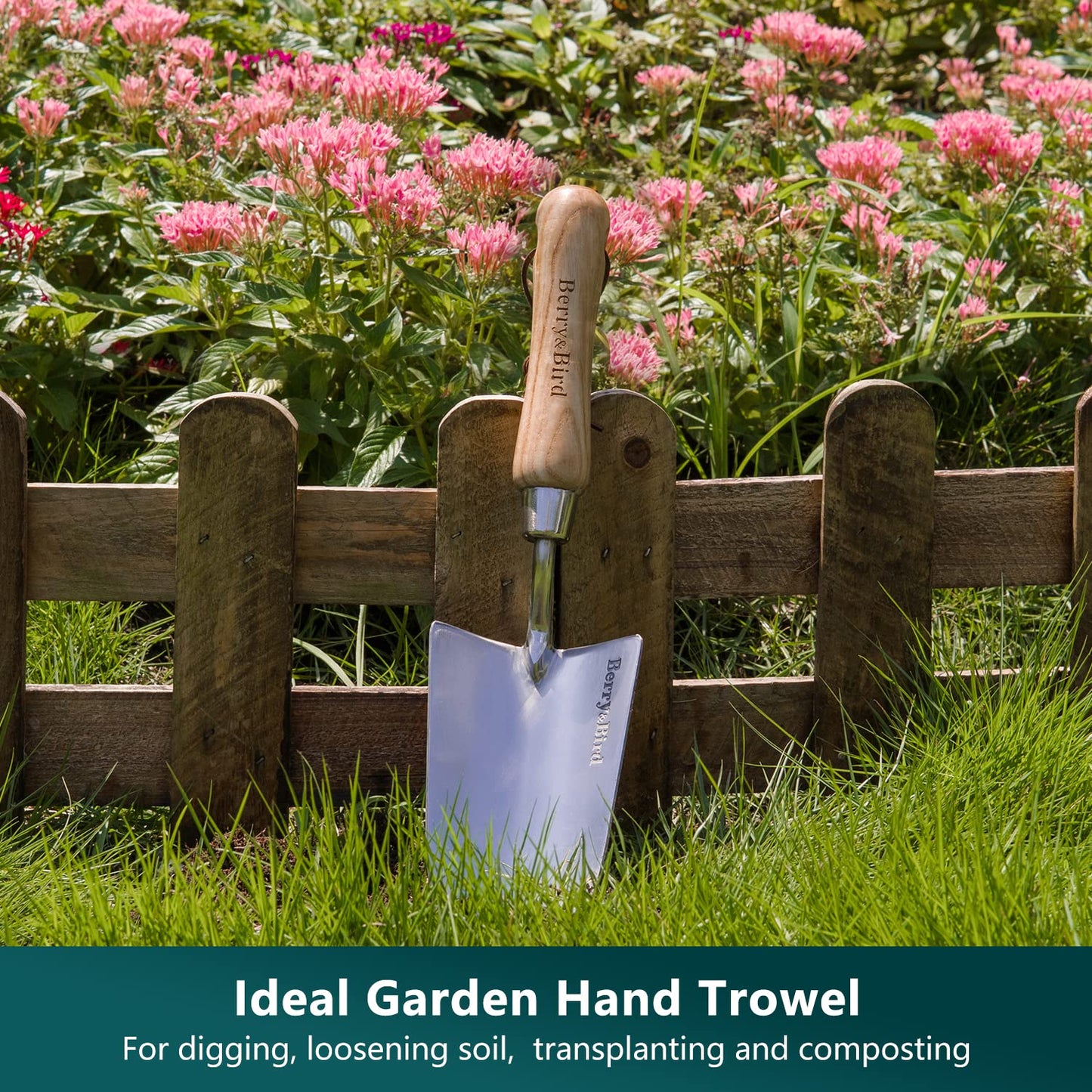 Berry&Bird Gardening Hand Tool Set - 3PCS Stainless Steel Garden Tool Kit Multifunctional Tool with Wooden Handle Trowel, Fork & Weeder for Weeding Planting Transplant, Ideal Garden Gift for Women&Men
