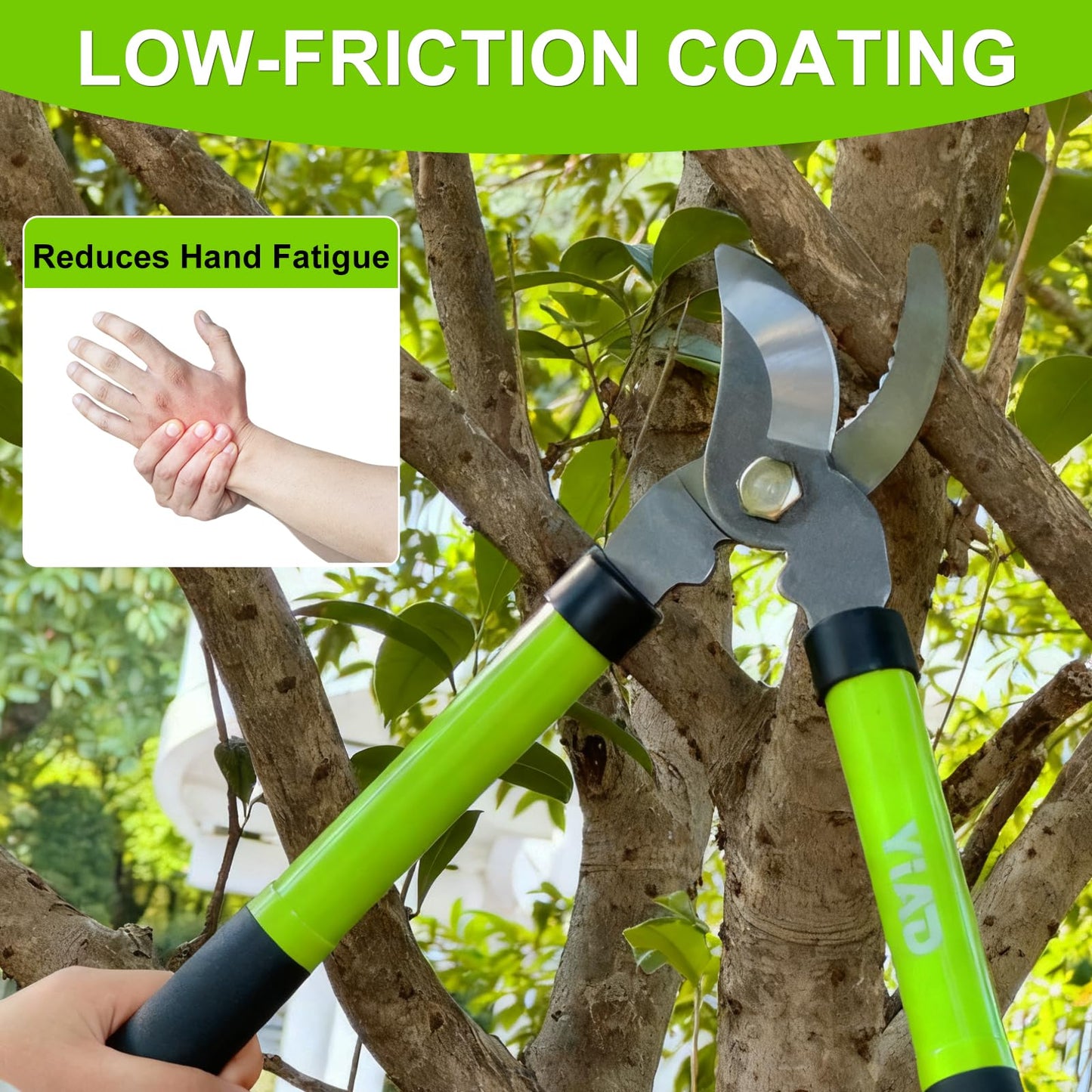 Loppers for Tree Trimmer 15" Branch Cutter and Garden Shears Set Bypass Pruning Shears,Rust-Resistant Clipper,1.5" Diameter Cut Capacity,Shock-Absorbing Handle,Gardening Pruners for Yard,Plant,Hedge
