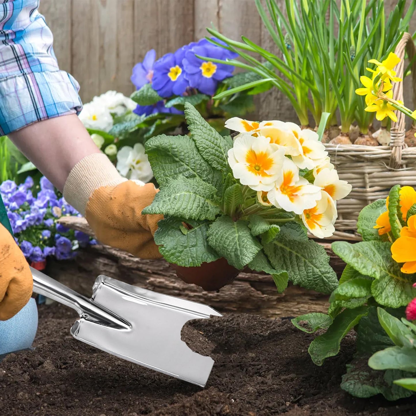 Garden Shovel Hand Trowel, Heavy Duty Stainless Steel Gardening Tools, Spade Shovel for Diligent Farmer Soil Planting Digging Transplanting