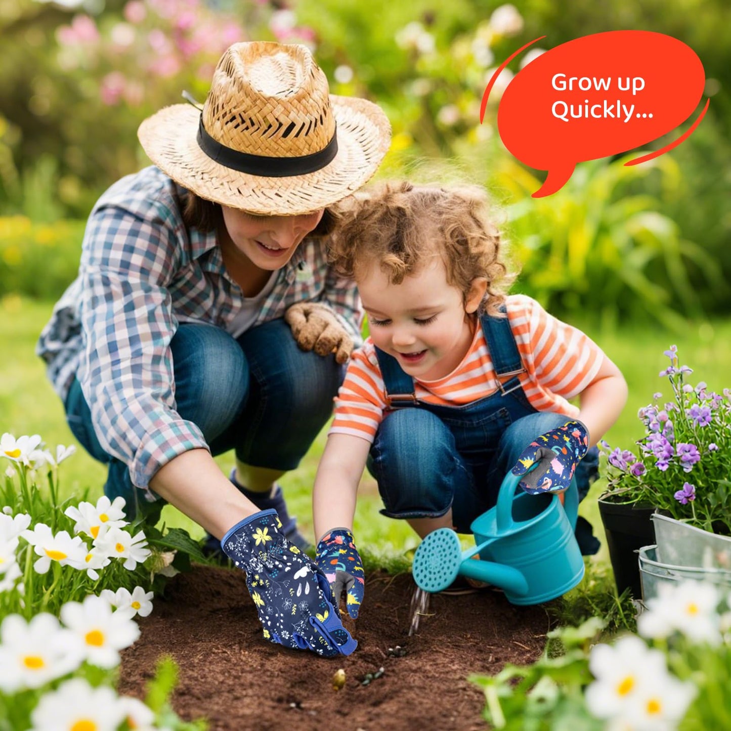Granila Gardening Gloves for Boys Girls Ages 8-12, Breathable Soft Safety Garden Yard Work Gloves for Kids Children Leather Thorn Proof for Playing, Digging, Planting,Pruning