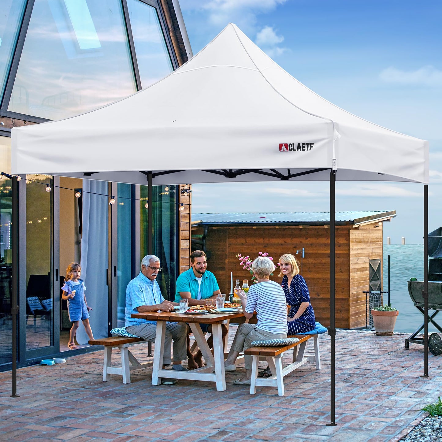 CLAETF 10x10 Canopy Replacement Top for Pop Up Canopy Tent - 4 Drainage Holes,10x10ft Canopy top Suitable for Most of the Standard Canopy(top only,White)