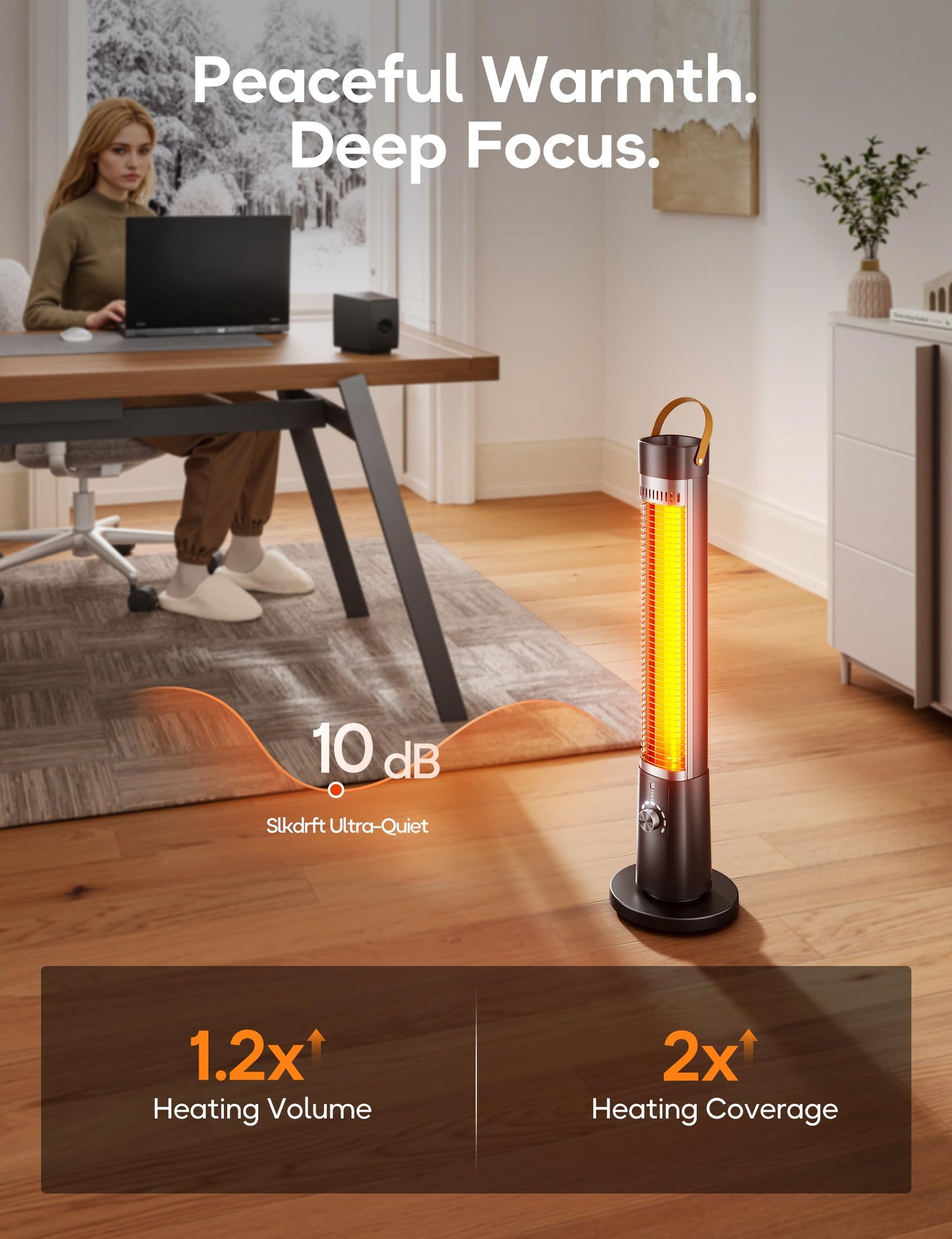 Slkdrft Outdoor Heater for Patio w/Remote, 1500W, 60° Oscillation, 9H Timer, 9 Heat Level, Tip-Over/Overheating Protection, Safety Lock, for Garage Porch Office Black