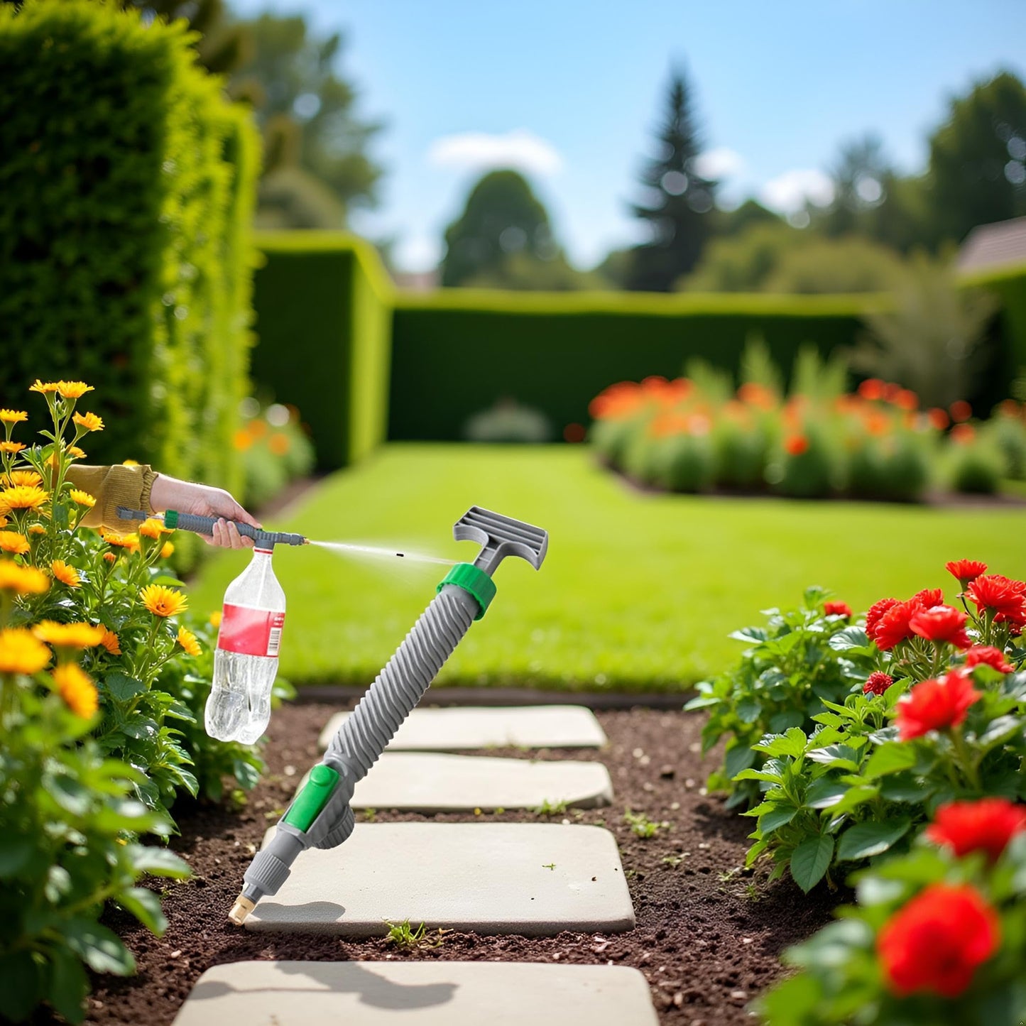 Green Handheld Sprayer - High Pressure Air Pump Manual Sprayer with Adjustable Nozzle - Garden Pump Sprayer - Hand Pump Sprayer Pressure Sprayer Top for Home Lawn and Garden Sprayer