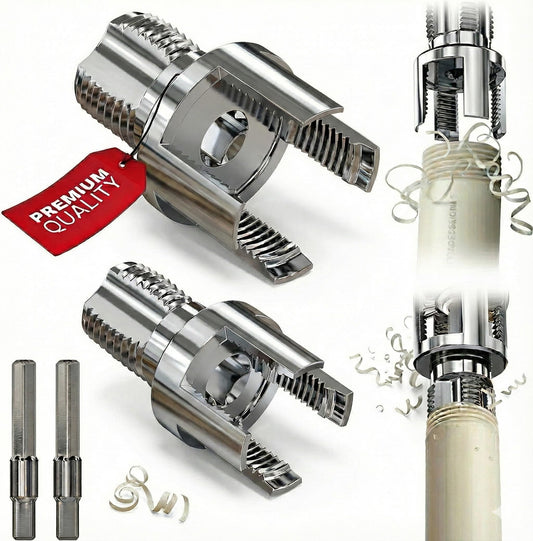 Premium 2 Packs PVC Pipe Threader 1/2 and 3/4 For Integrated Internal & External Threading Tool Break-resistant Rust-resistant Cutter Machuelos Tubo Set npt Dual-function Kit Opener