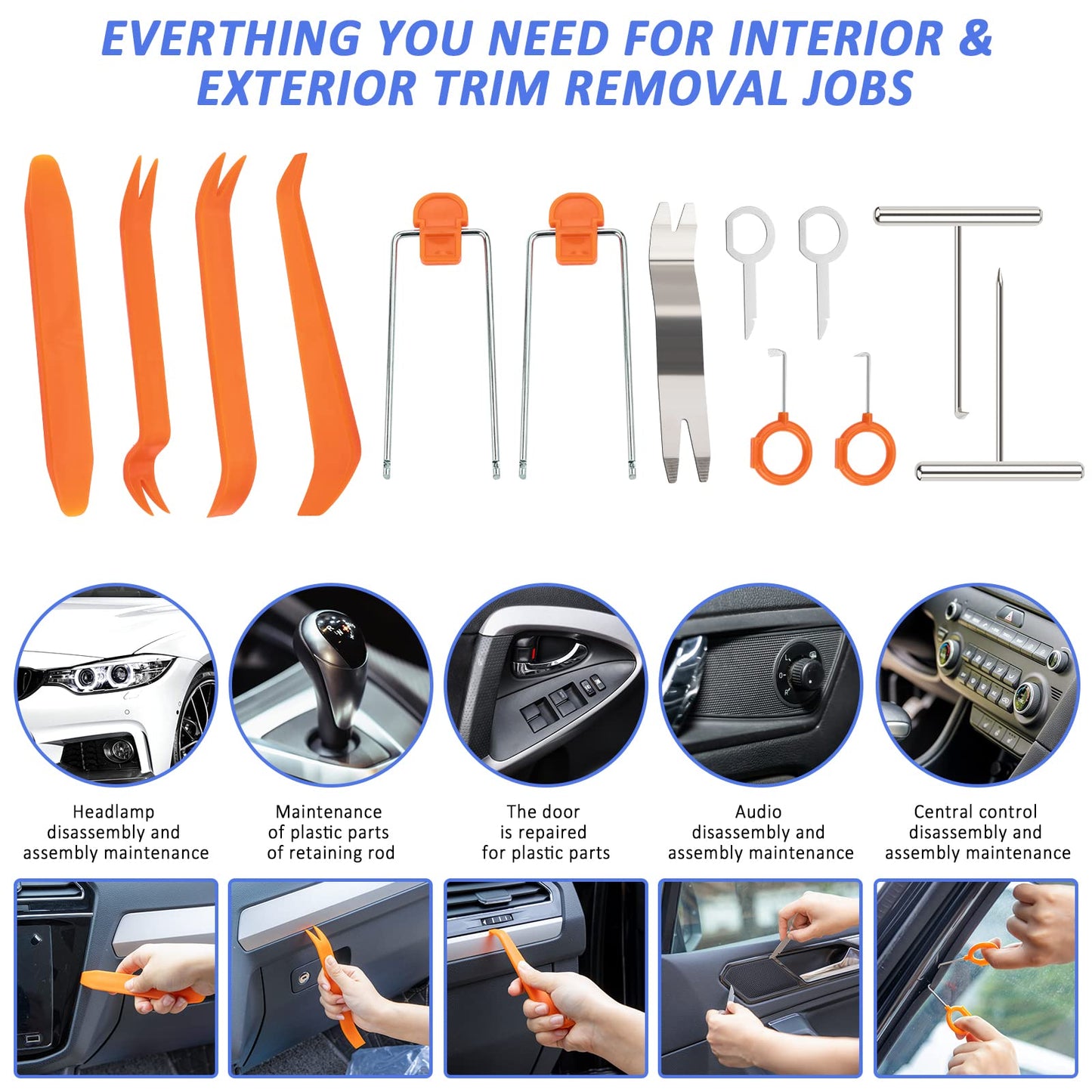AUTODECO 126pcs Roadside Emergency Car Kit - Auto Safety Kit Vehicle Outdoor Automotive Interior Kits with Jumper Cables