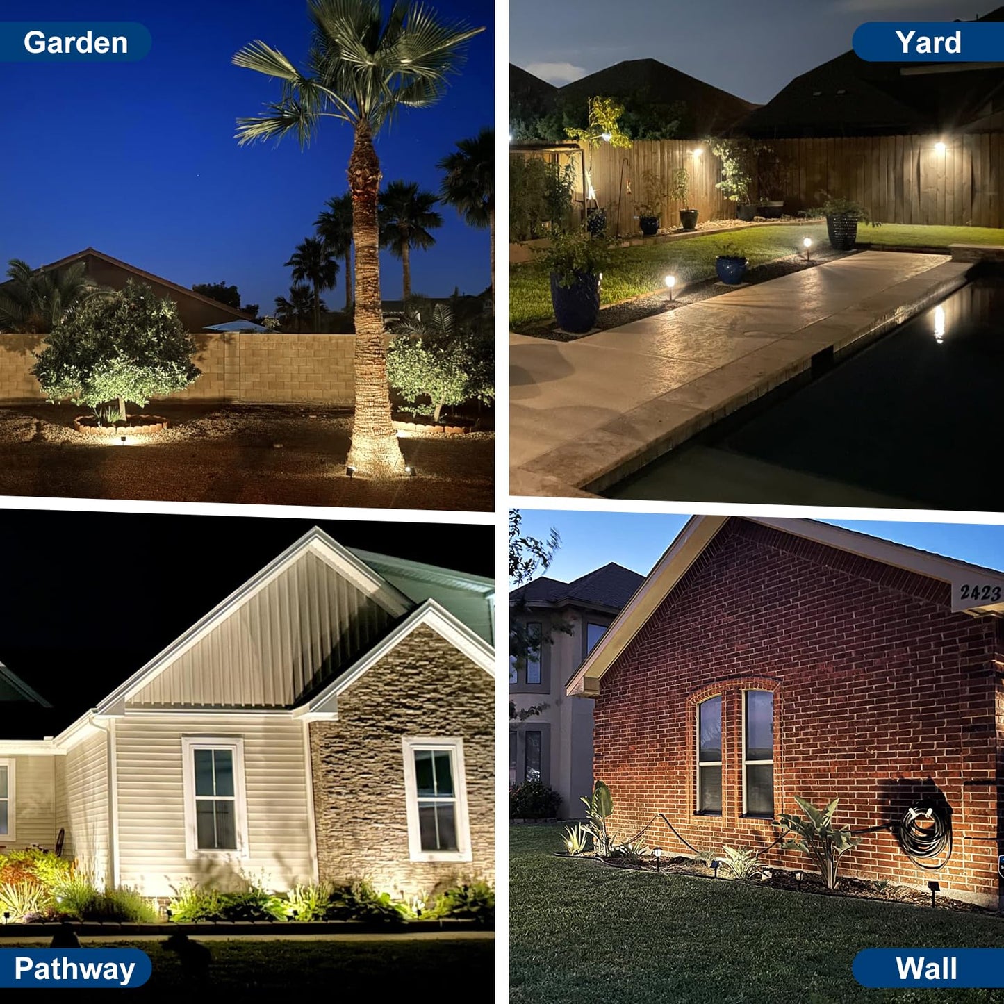 Katipeal Solar Spot Lights Outdoor,10 Pack/56 LED Outdoor Lights for Yard Waterproof IP68, 4 Lighting Modes Solar Landscape Spotlights, Auto On/Off Solar Powered Flood Lights Garden Pathway,Cool White