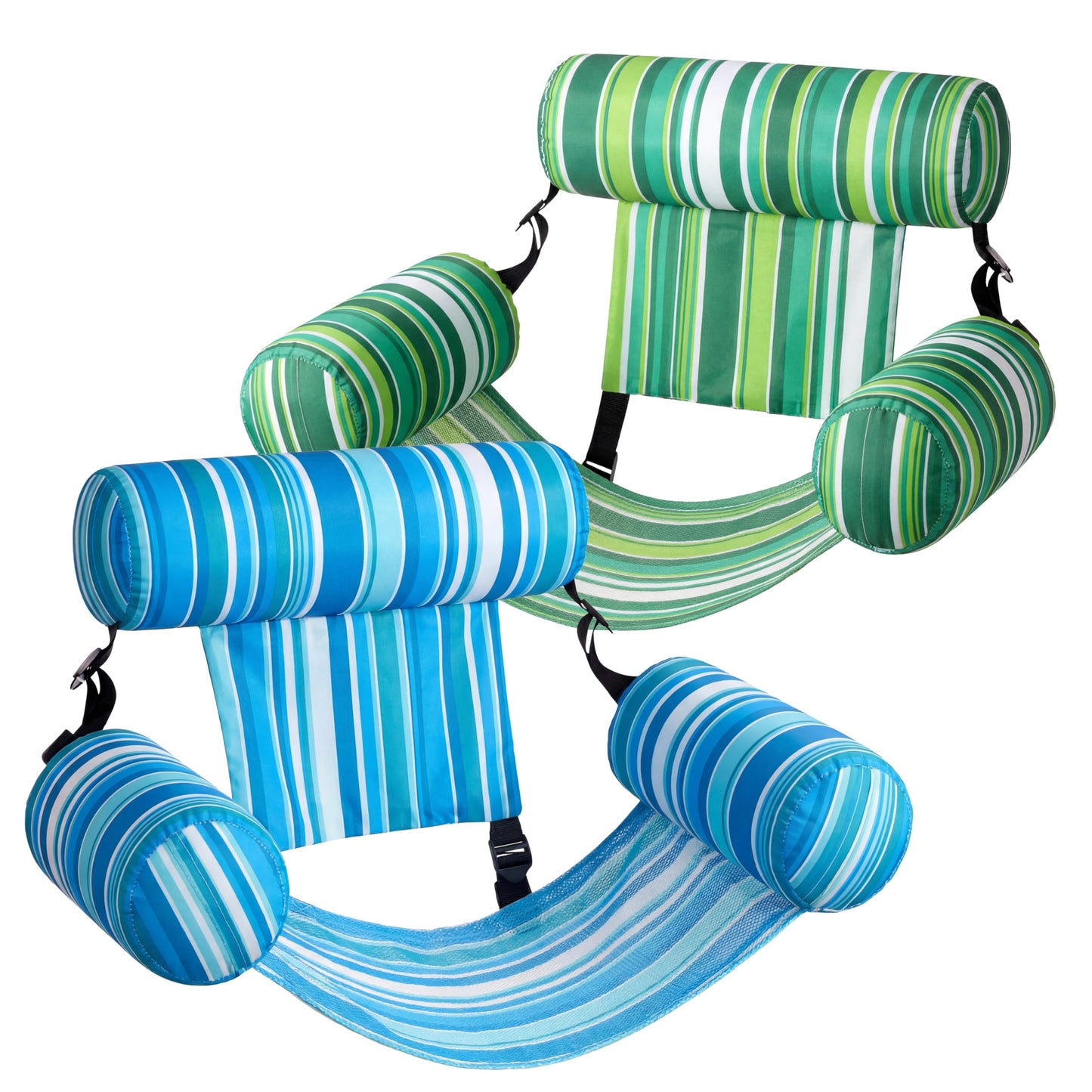 Sloosh Pool Floats Chairs Adult, 2 Packs Inflatable Pool Lounge Chairs,Blow up Hammock Pool Noodles Floats for Adults,Stripe Pattern Floating Water Chair for Pool Lake River(Stripe)