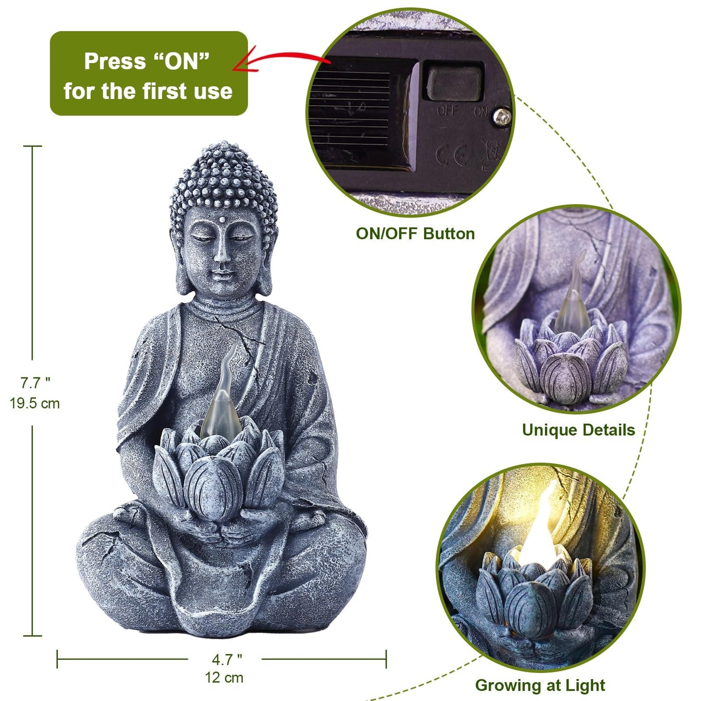 Philodwell Meditation Buddha Garden Statues: Outdoor Sculpture with Tea Lights Decor for Patio Lawn Yard Art - Gifts for Mom Grandma