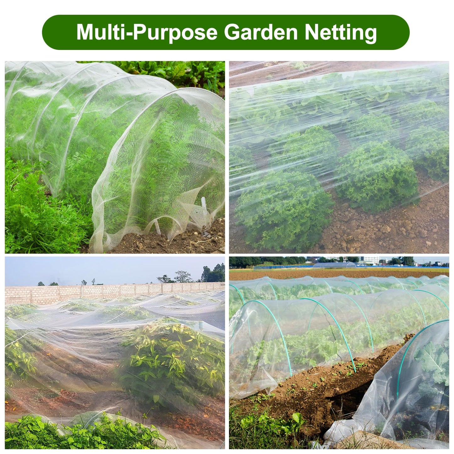 Garden Netting, Jevrench Durable Ultra Fine Garden Netting, Garden Plant Cover Row Cover Makes Plants, Vegetables, Fruits, and Flowers Grow Better (10ft x 50ft)