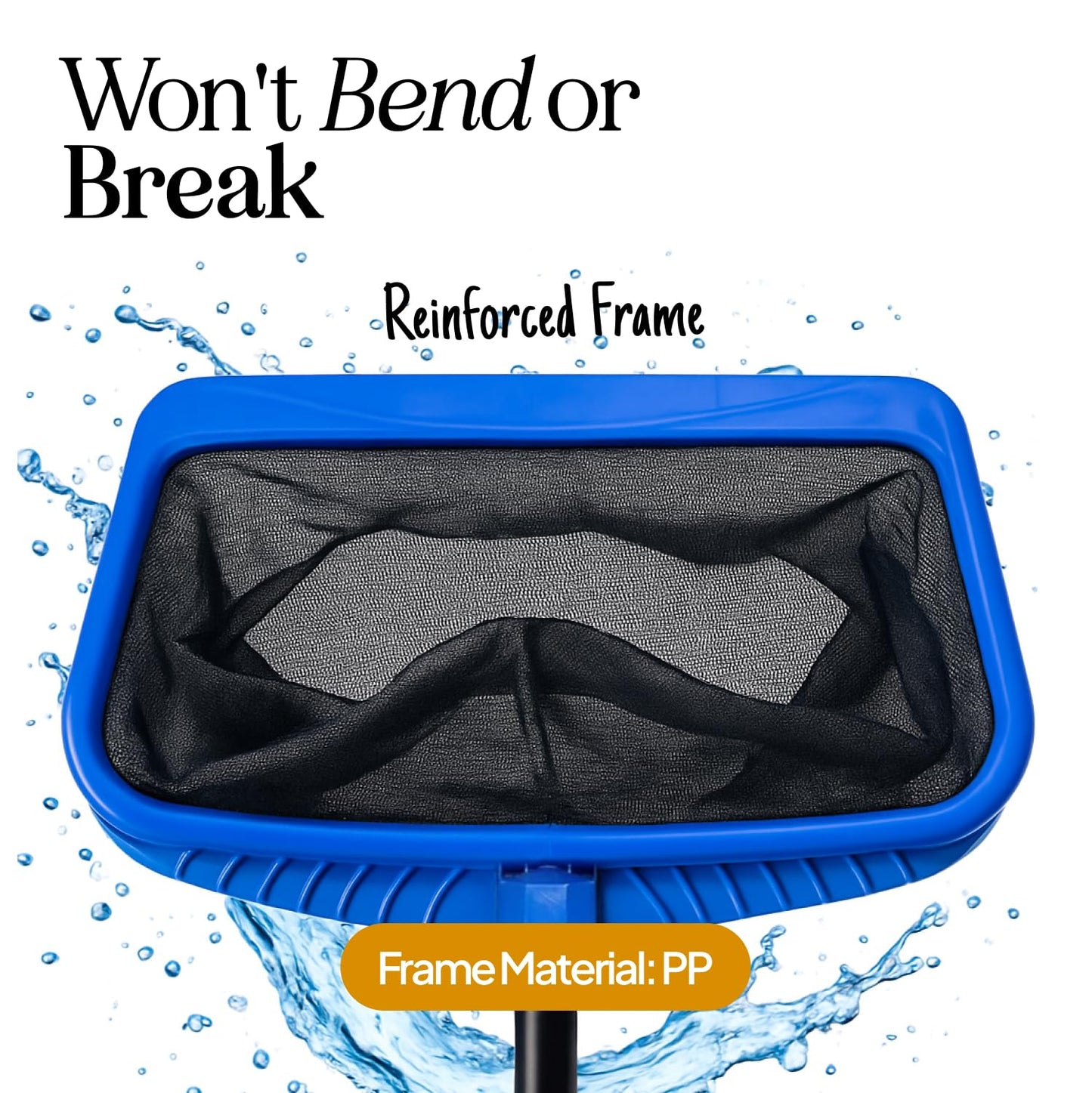 Pool Skimmer Net for Cleaning – Heavy Duty Deep Mesh Pool Net Skimmer - Fine Leaf Rake Net for Swimming Pools, Ponds - Strong Frame - Fits Standard Pool Poles (Net Only, No Pole)