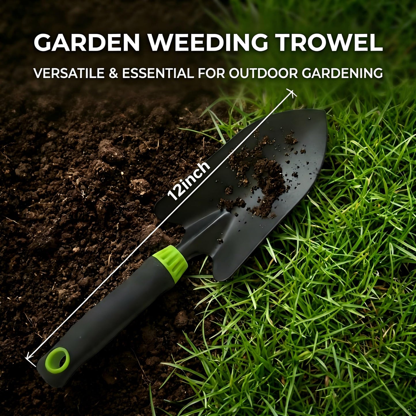 Seesii 12-Inch Stainless Steel Trowel & Weeder, Heavy Duty Gardening Tool with Ergonomic Handle, Ideal for Digging, Weed Pulling, Loosening Soil, Transplanting-Lawn, Yard, Flower Bed, Vegetable Garden