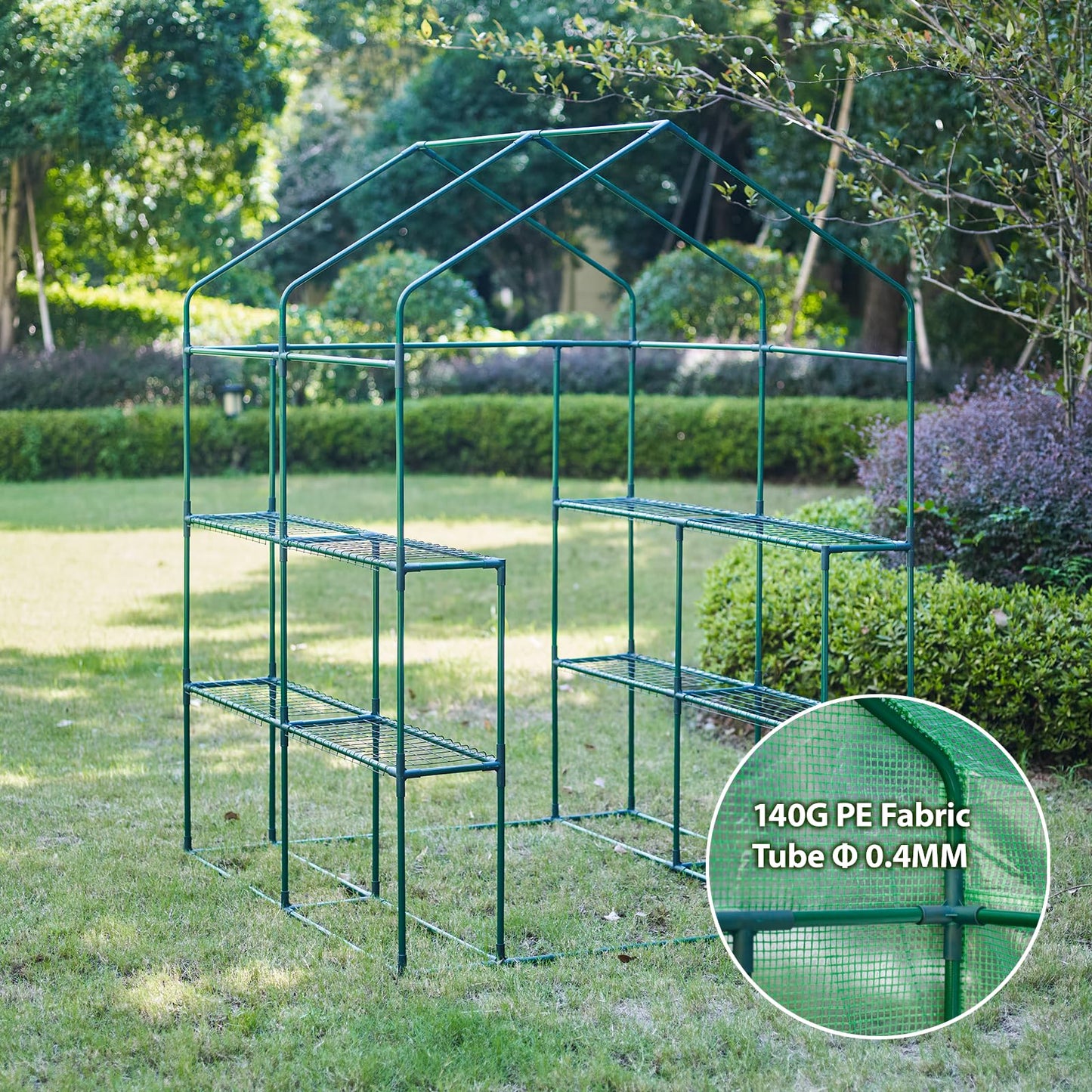 Solayis 56"×55"×74" Walk-in Garden Greenhouse | Thickened PE Cover & Heavy Duty Steel Frame | 3 Tiers 4 Shelves, Mesh Door & Windows | Portable for Indoor Outdoor Use (Green)