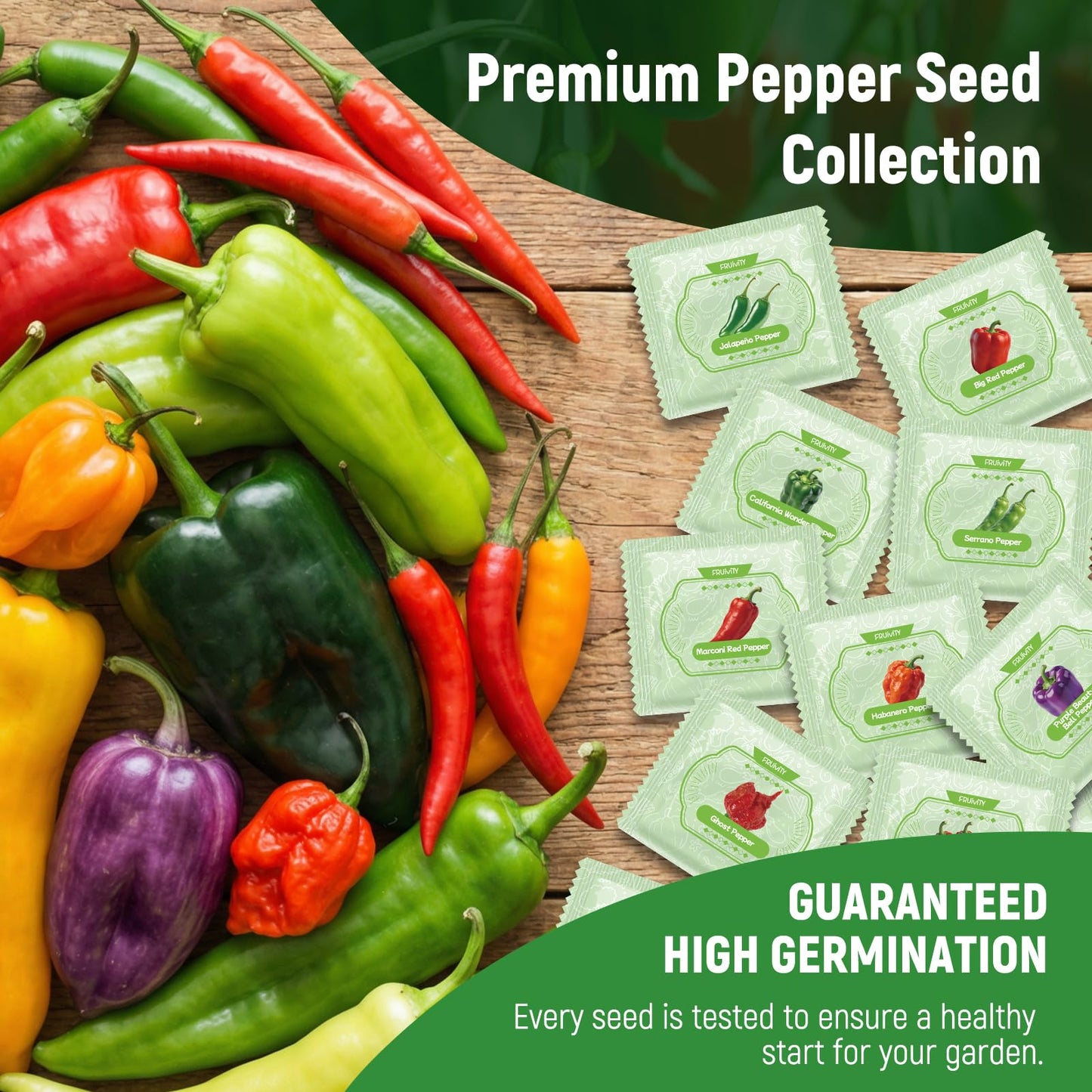 15 Sweet & Hot Peppers Seeds Variety Pack Jalapeño, Serrano, Cayenne, Bell, Habanero, Cubanelle, Big Red & More Hot & Sweet Heirloom Peppers Collection Survival Garden Seeds