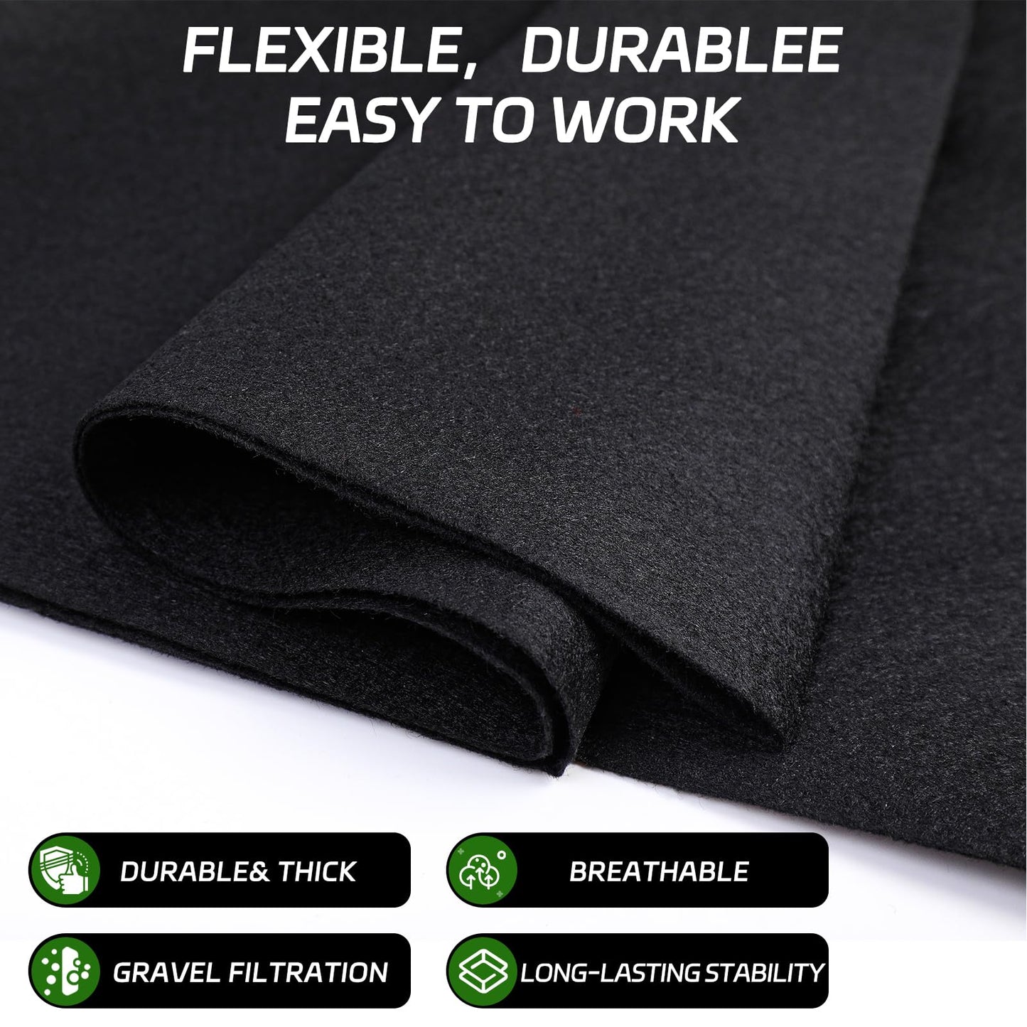 KEPYDRMTF 7 x 10 Feet Pond Liner Underlayment, Outdoor Ponds Underlayment, Non-Woven Geotextile with 15 U-Pins for Landscaping Streams Fountains and Garden Waterfall