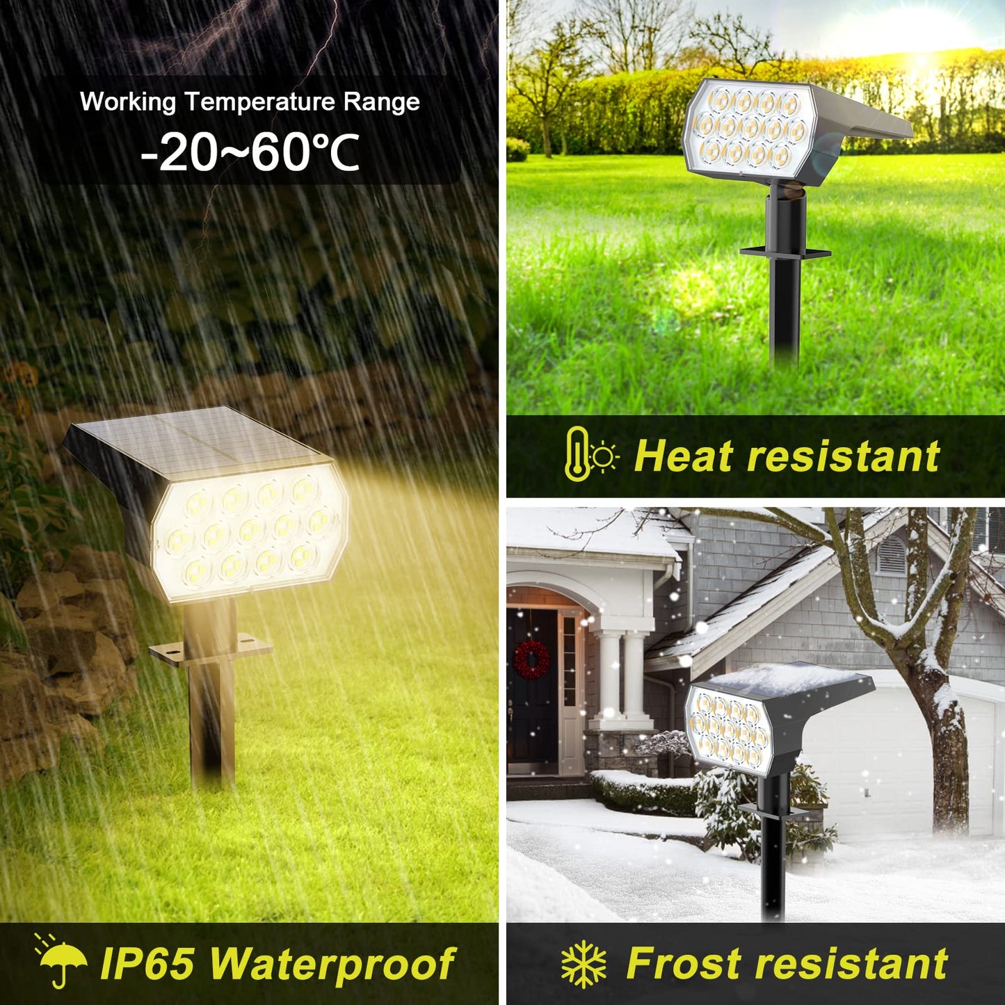 Fratink Solar Spot Lights Outdoor 8 Pack, IP65 Waterproof Solar Landscape Spotlights with 65 LEDs, 3 Lighting Modes Solar Garden Lights for Yard Pathway House Driveway (Warm White)