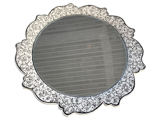 Decorative Wall Mirrors, Decorated Landscape Mirror, Hanging Ceramic Aesthetic Mirror, Painted Vanity Mirror, Terrace Yard Decor, Boho Style