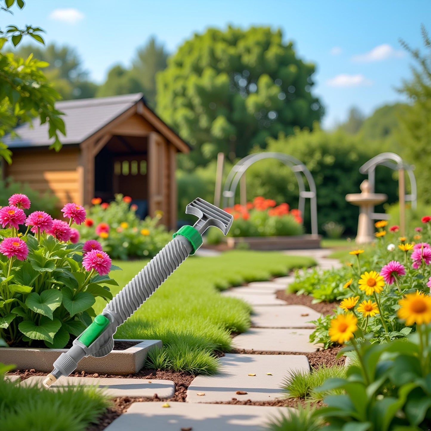 Pxiryanlow Handheld Green Plastic Garden Pump Sprayer - High Pressure Air Pump Manual Sprayer with Adjustable Nozzle - Lawn & Garden Sprayer