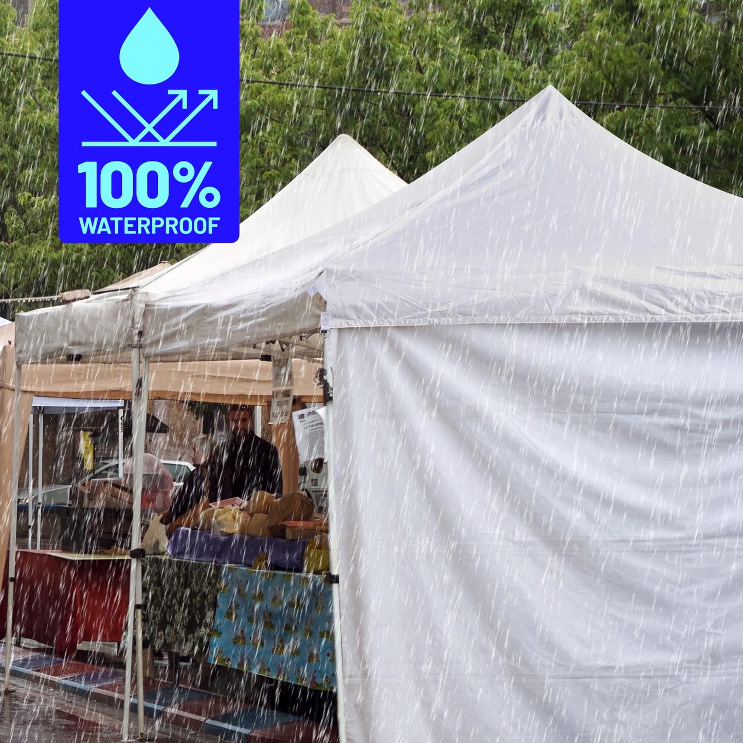 KaKuEike 10x10 Canopy Replacement Top - Heavy-Duty 600D Oxford Fabric with 8 Drainage Holes, Waterproof & 99% UV Resistant Tent Cover for Pop-Up Canopy, Professional Replacement Top Only (White)