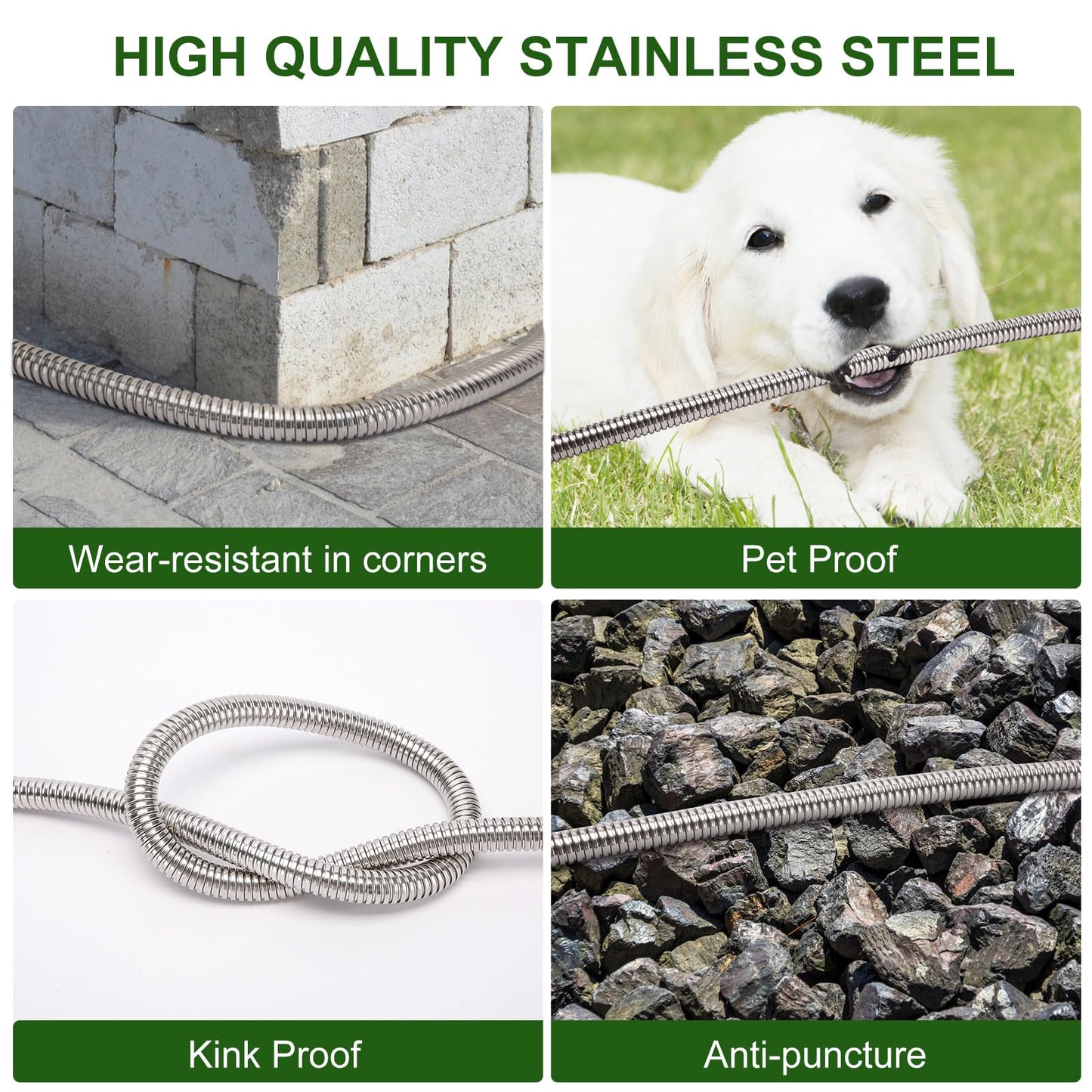 Garden Hose Metal 75 FT, Stainless Steel Hose, Water Hose with 10 Function Nozzle & Brass Nozzle, Lightweight, No Kink & Tangle, Easy to Use & Store, Heavy Duty Metal Hose for Yard and Lawn
