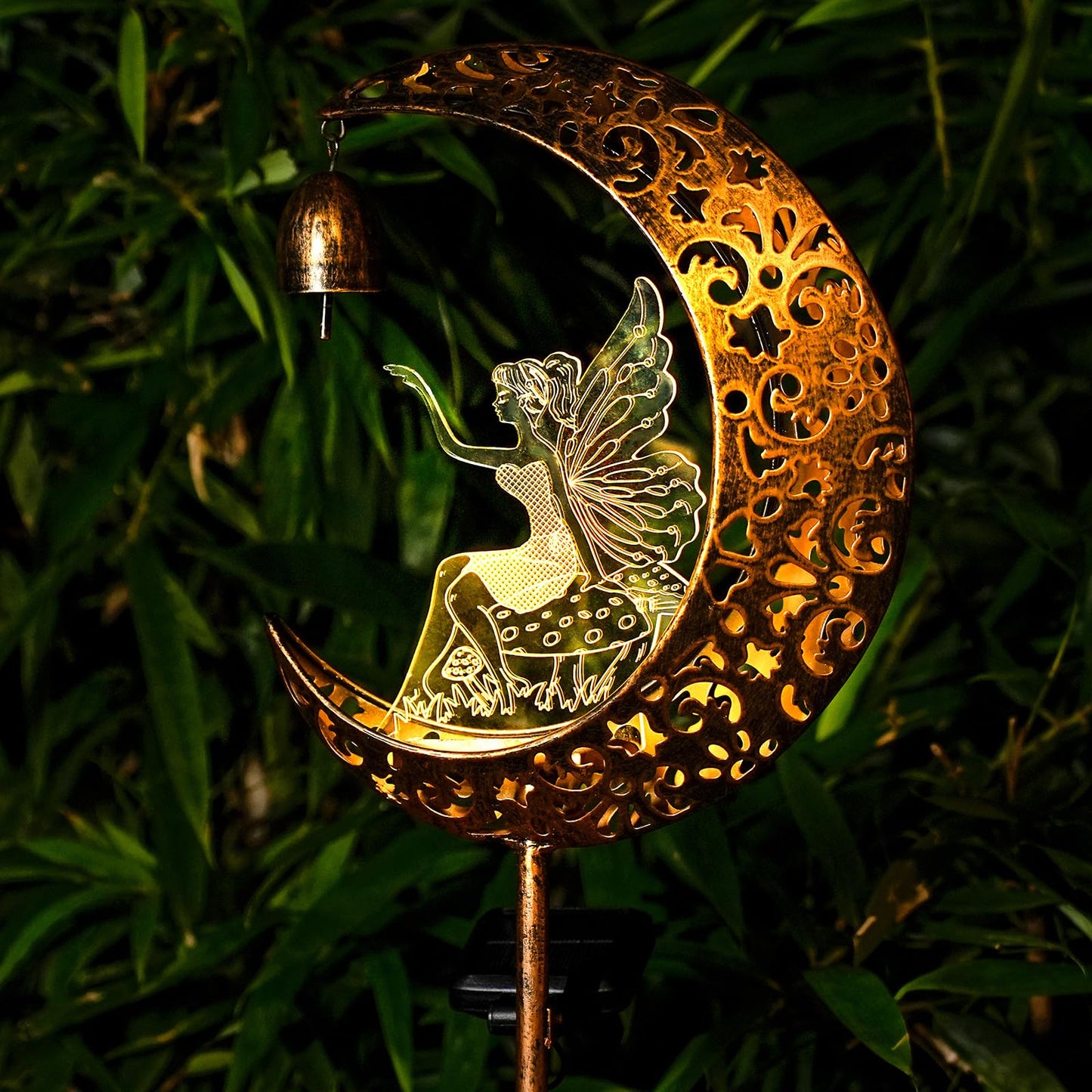 Solar Fairy Moon Figurine Light, Waterproof Garden Stakes Decor Outdoor Yard Decorations for Lawn, Patio,Yard, Pathway,Housewarming Ornament Gifts Ideas for Gardening Mom Grandma
