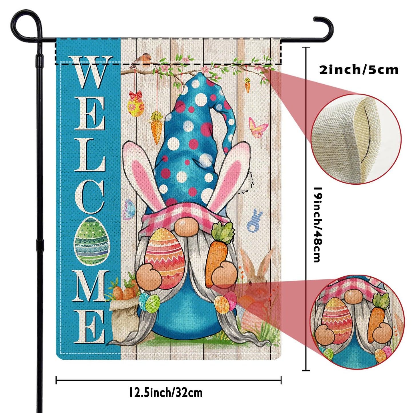 YOVOYOA Gnome Garden Flags for Outside Set of 12, Welcome Seasonal Garden Flags 12x18 Double Sided, Gnomes Holiday Lawn Flags, Gnome Winter Spring Outdoor Garden Flag for Yard Farmhouse Decor