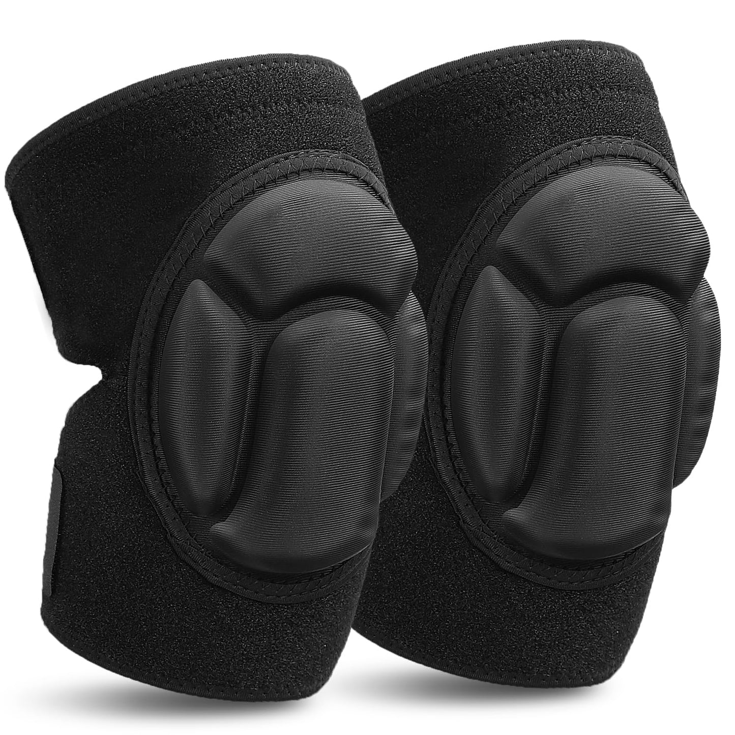 Sefexn Anti-collision Knee Pads, Adjustable Knee Support Patellar Fixation Protection with Thick EVA Foam Lining for Outdoor Sports and Gardening Working, 1 Pair Black One Size
