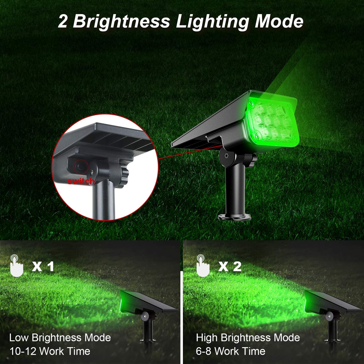 CREPOW Green Solar Spot Lights Outdoor, St. Patrick's Day Decor Lights with IP65 Waterproof 20 LEDs Solar Landscape Spotlights for Garden Path Yard Holiday Christmas 4 Pack