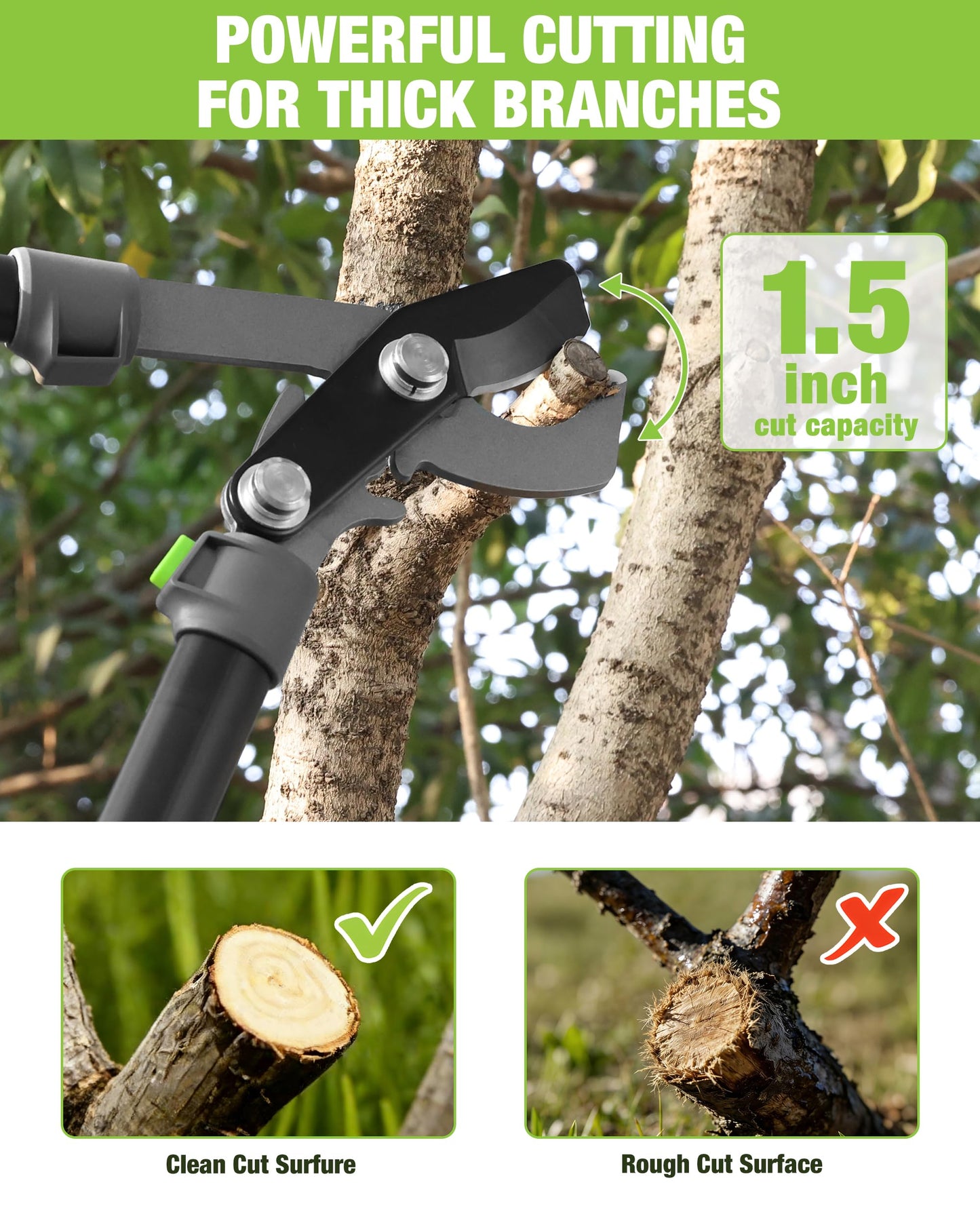 WORKPRO Extendable Bypass Lopper for Gardening, 25-37" Branch Cutter with 1.5" Cutting Capacity, Heavy Duty Pruning Shear Featuring Gear System for Tree Trimming, Tree Cutter Handheld with SK5 Blade