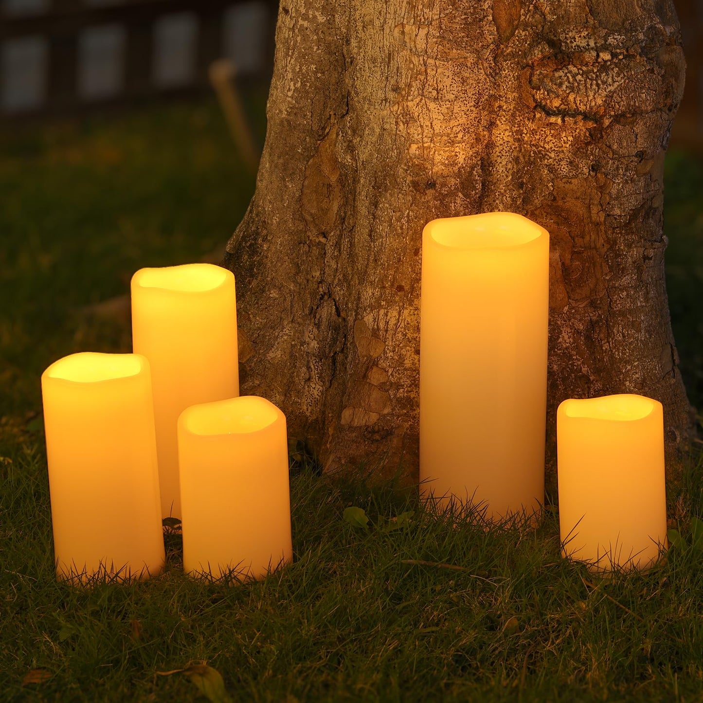 NURADA Large Outdoor Solar Candles Waterproof - 10" x 4" Rechargeable Solar Powered Flameless LED Pillar Flickering Candle for Patio Porch Lanterns Decor - Ivory White