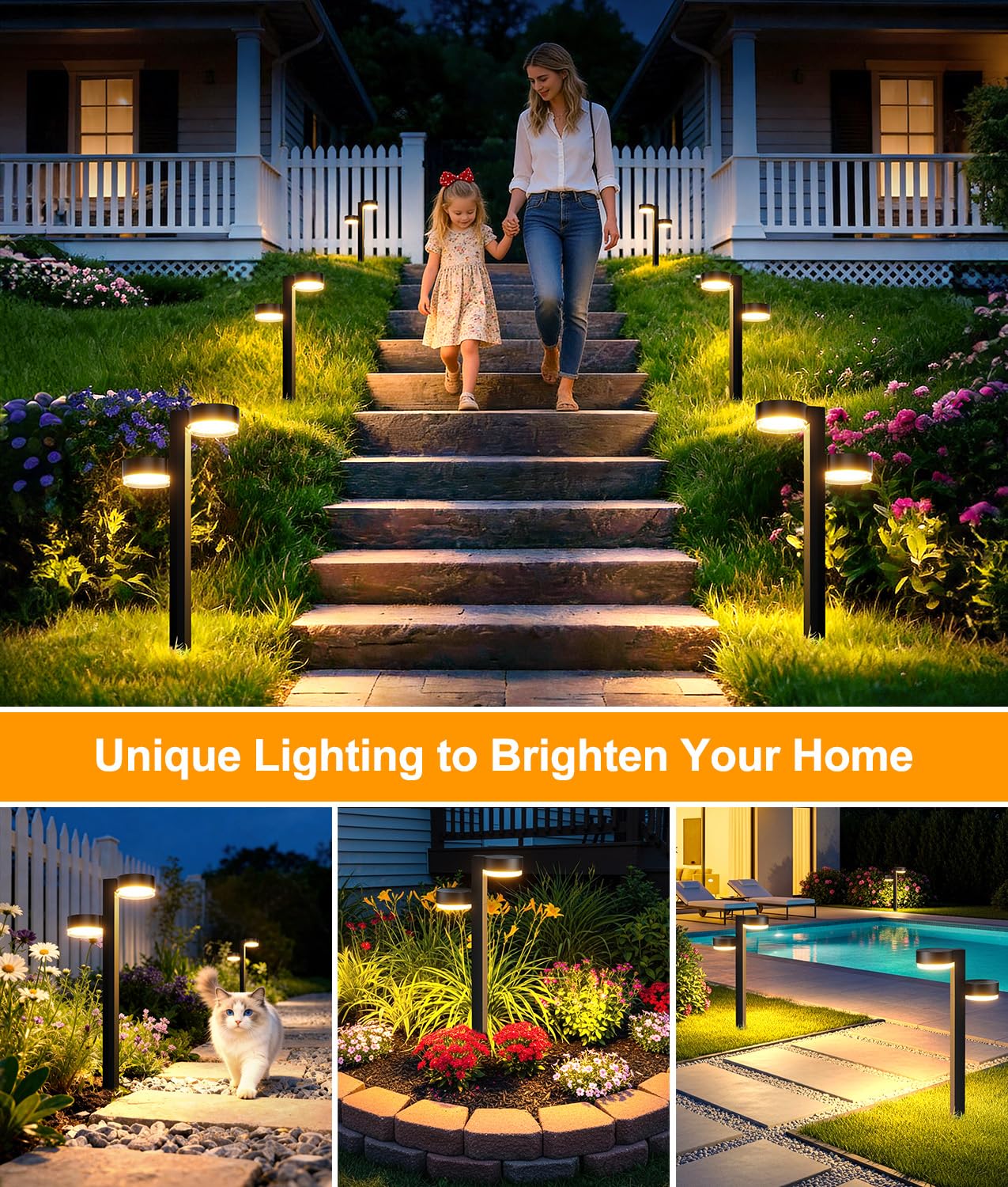 TuyLuxe Brighter Solar Pathway Lights Outdoor, 6 Pack Dual-Head Solar Lights Outdoor Waterproof with 12 Head & 24 LED, Solar Powered Garden Light for Yard Path Walkway Driveway Sidewalk