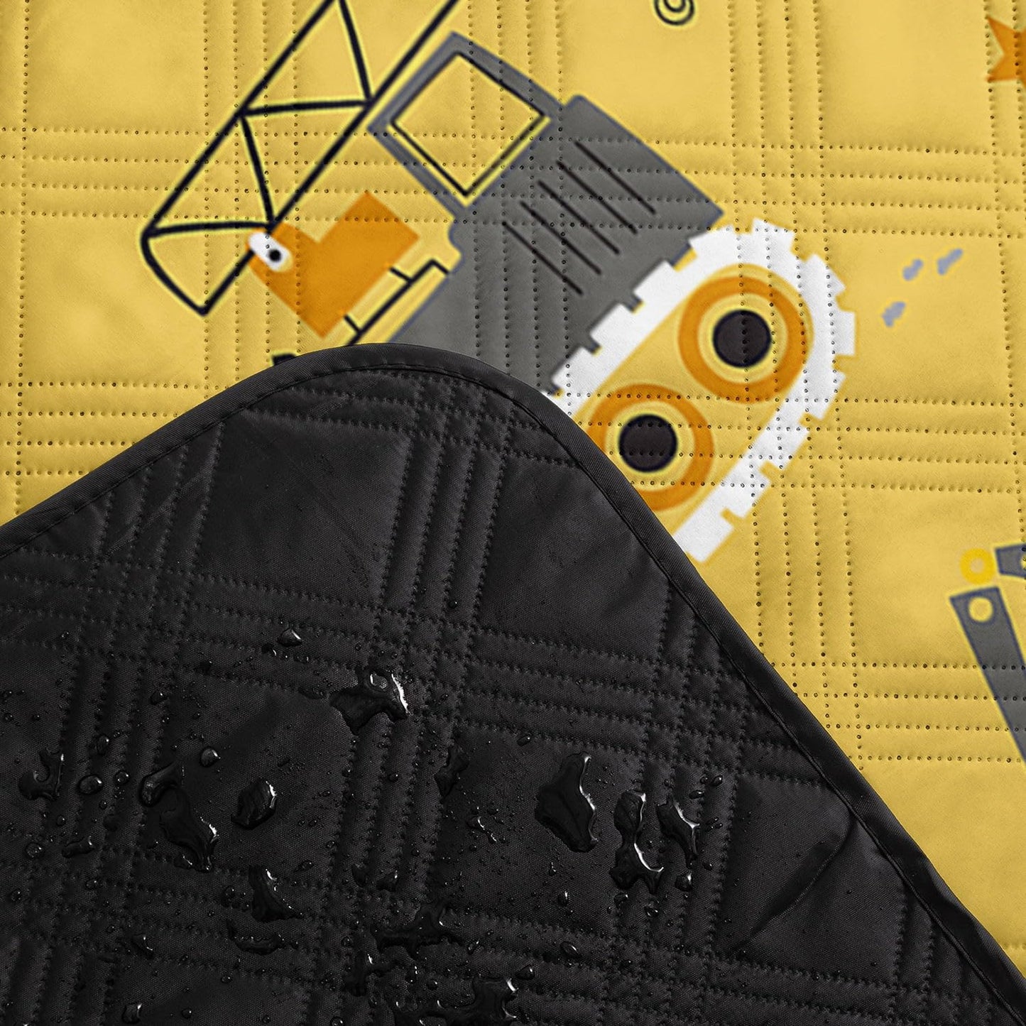 Smell Sunshine Outdoor Picnic Blanket,Portable Sandproof Waterproof Picnic Mat,Truck Excavator Tractor Printed Camping Beach Mat for Sand and Wet Grass Hiking (Excavator S)