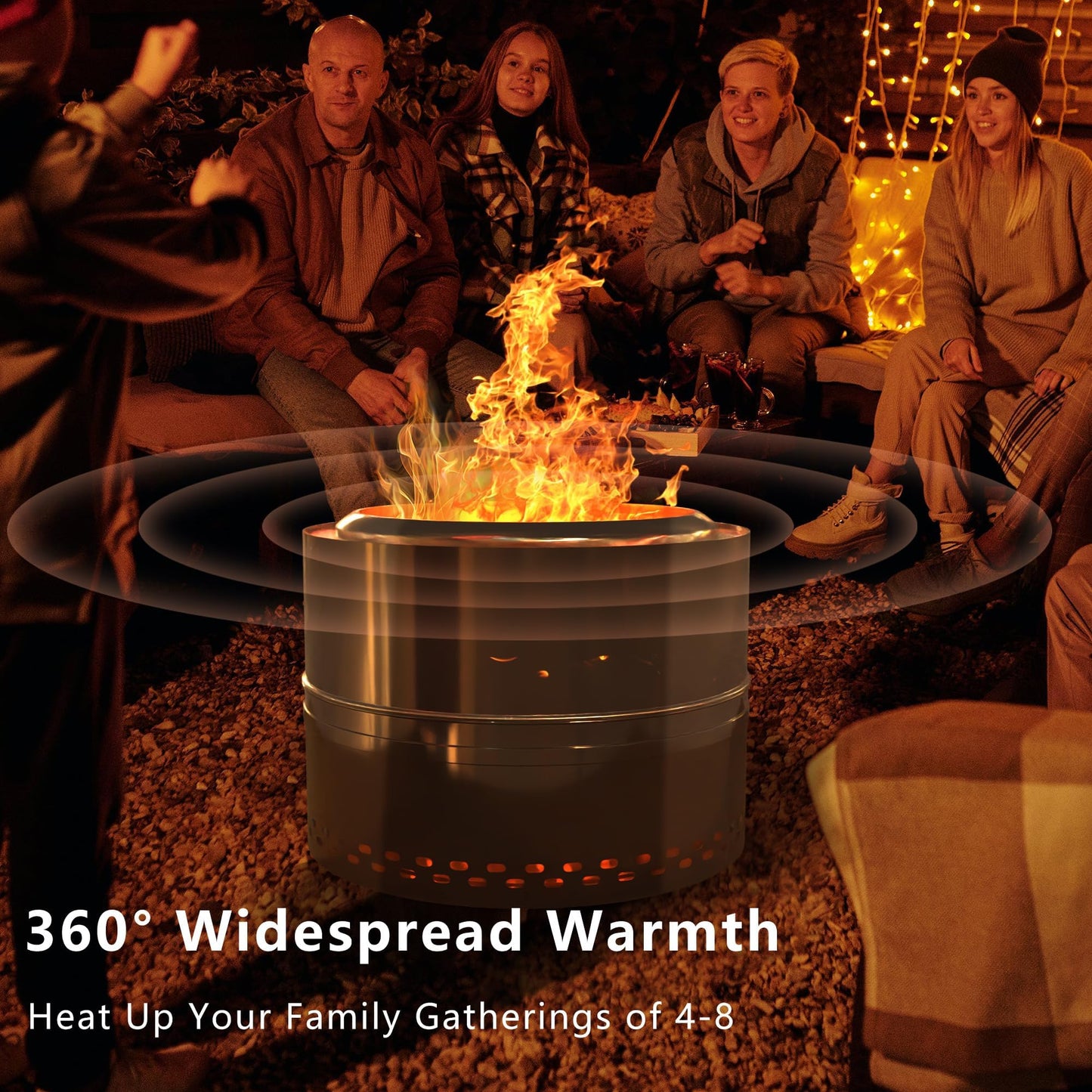 FIRCPIT Smokeless Firepit Bonfire 20", Outside Wood Burning Metal Stove Stainless Steel Fire Pit with Carry Bag, Portable Camping Propane Patio Backyard, Easy Setup & Cleaning (Black)