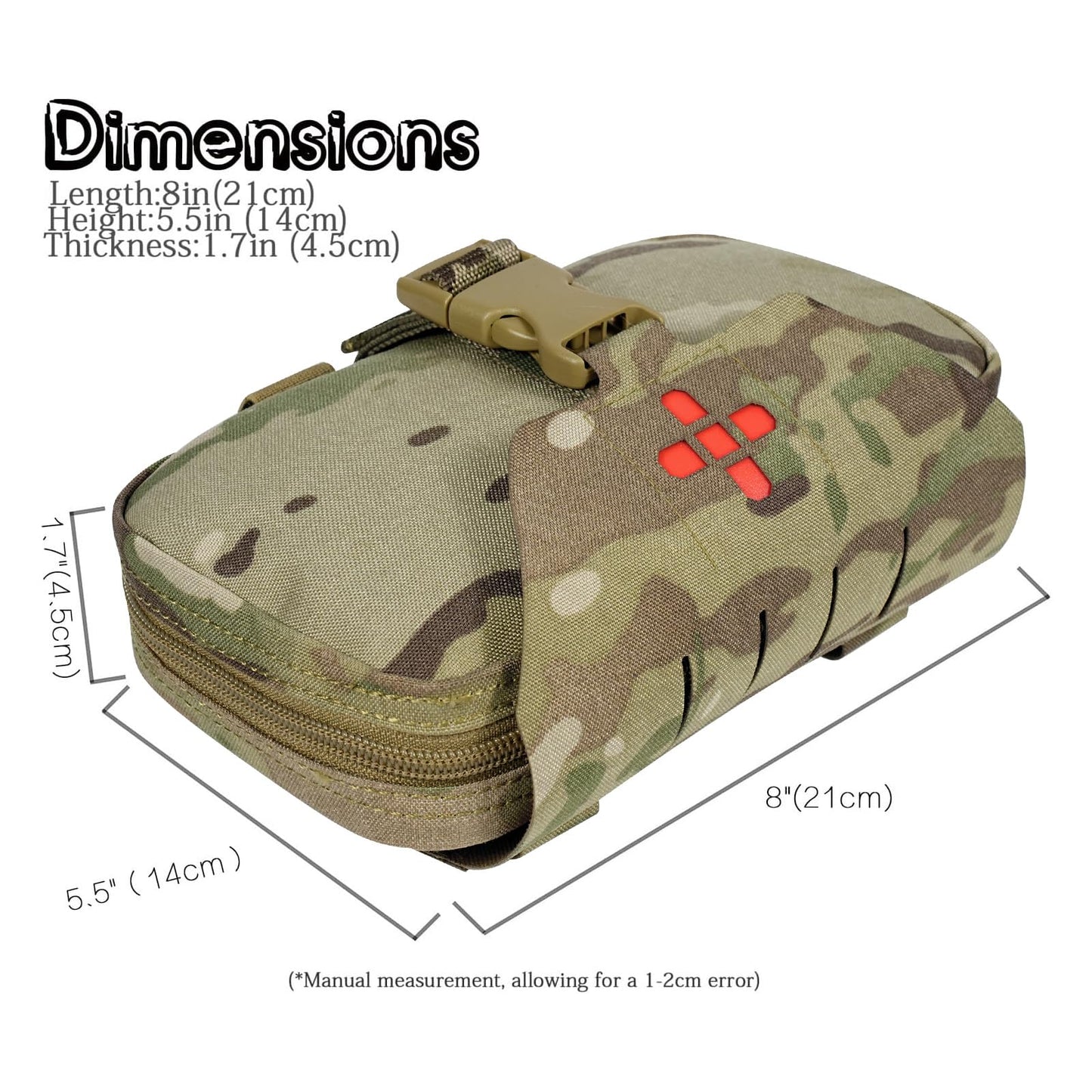 Lonloke Ifak Pouch-Rapid Deployment Tactical MOLLE Trauma Kit Pouches, Quick Release Tear-Off Medical First Aid Kit Organiser with Red Immediate Identify for Emergency Surviva Activities. (MC)