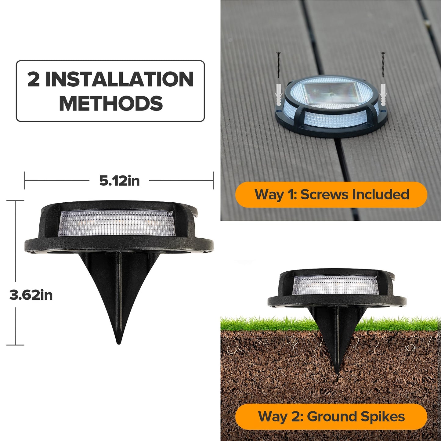 LUTEC 12 Pack Solar Driveway Lights, 12 LEDs IP67 Waterproof Outdoor Solar Dock Driveway Marker Lights for Step, Sidewalk, Pathway, Patio, Garden(Warm White)