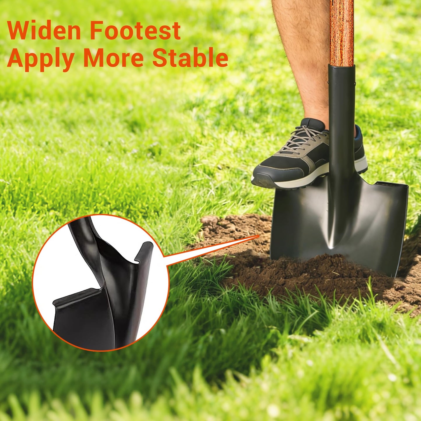 LA ZINNIA 41" Round Shovel, Garden Tool with D-Handle, Shovel for Digging, Wooden Handel Garden Shovel,Beach Shovel, Car Snow Shovel
