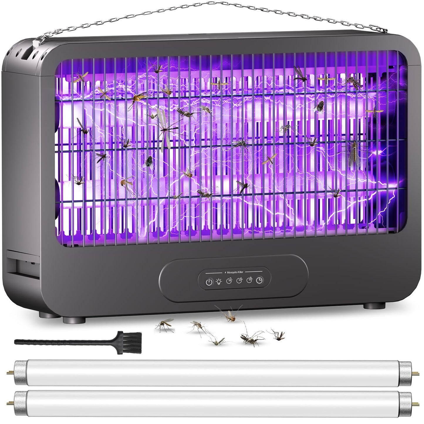 Electric Bug Zapper Indoor, Mosquito Zapper with 2 Extra Replacement Bulbs, Fly, Mosquito Killer and Repellent with Double-Voltage Grid 3500V & Remote, for Patio Yard Home Kitchen